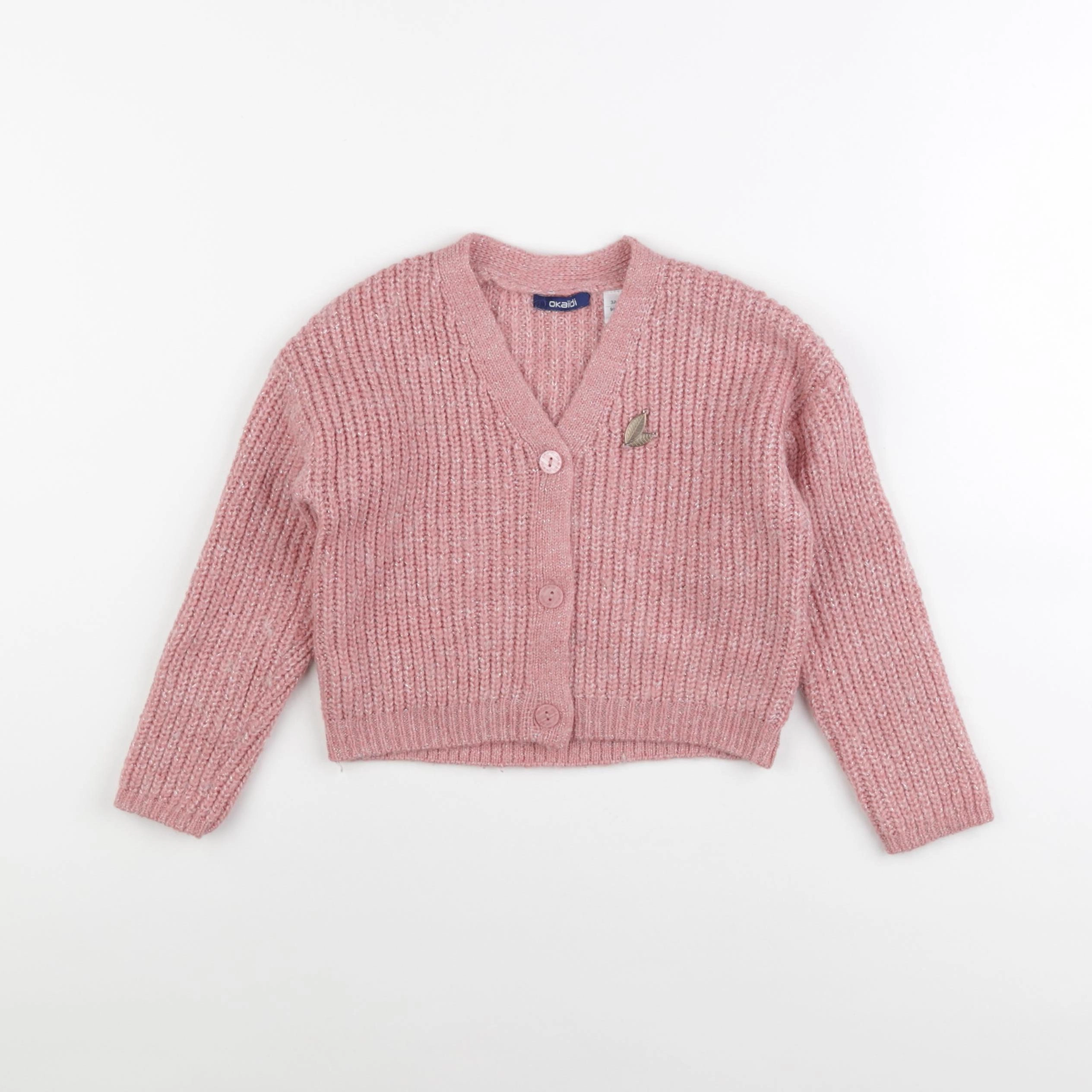 Okaidi - gilet rose, argent - 3 ans