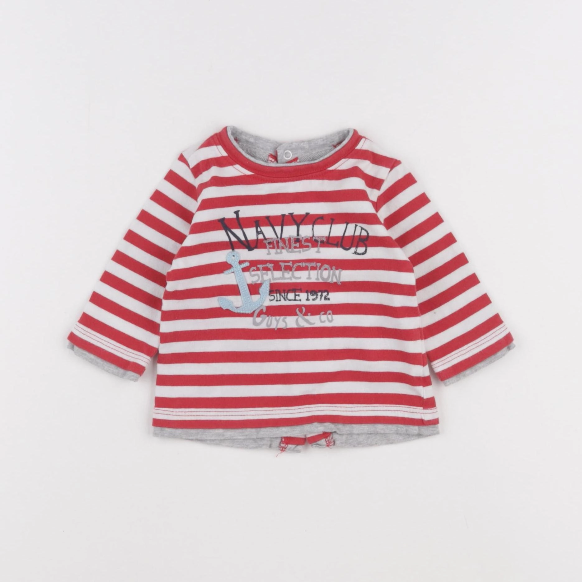 Vertbaudet - tee-shirt blanc, rouge - 3 mois
