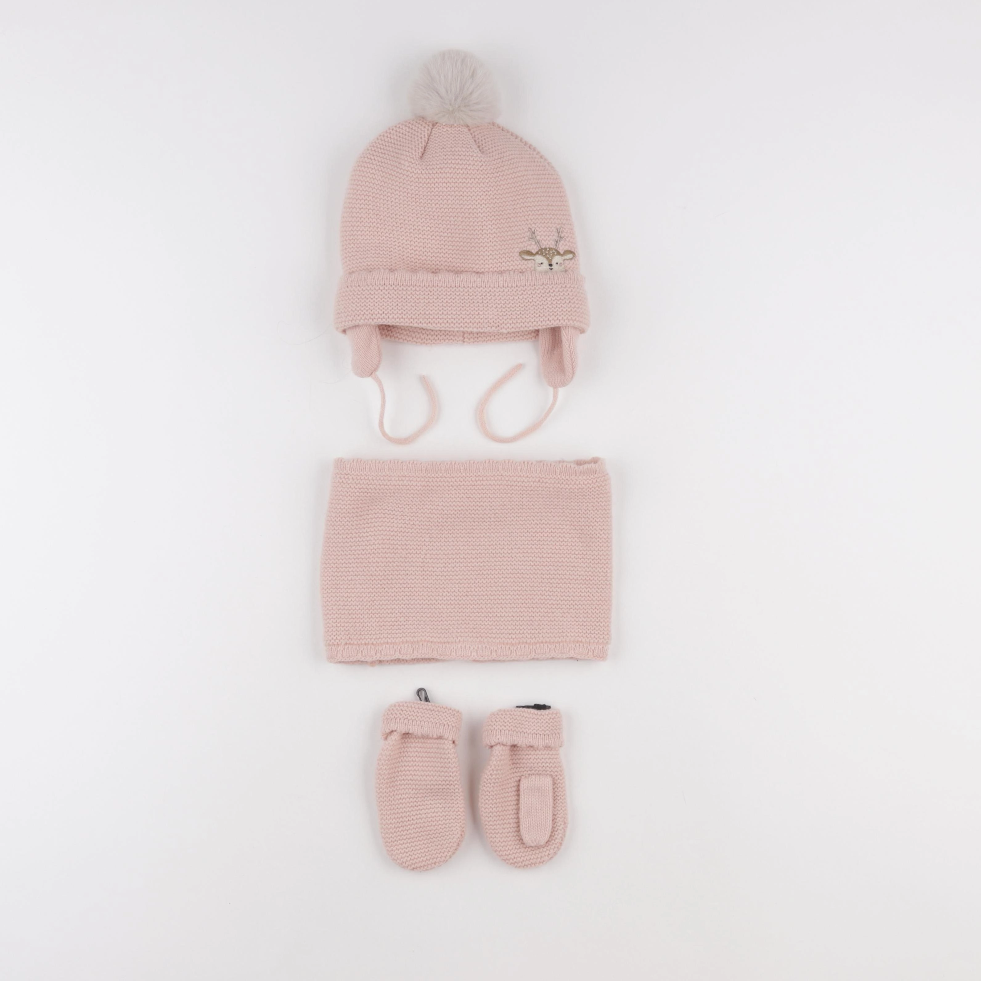Vertbaudet - ensemble bonnet/moufles/tour de cou rose - 24/36 mois