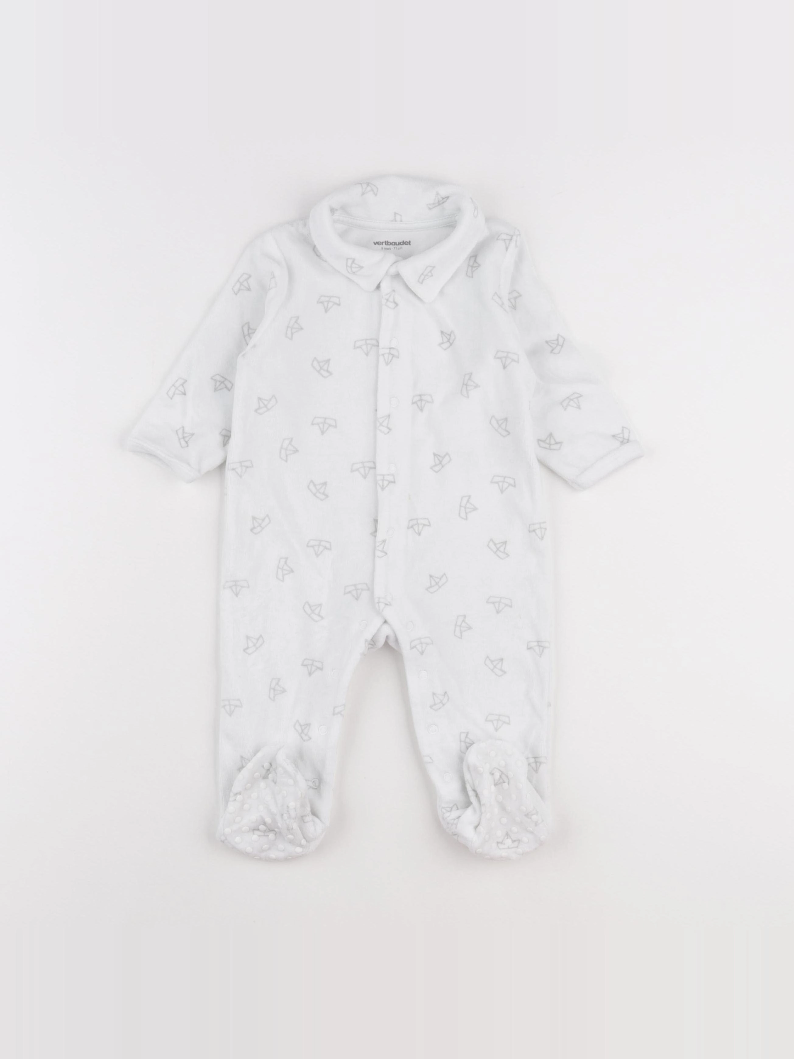 Vertbaudet - pyjama velours blanc - 9 mois