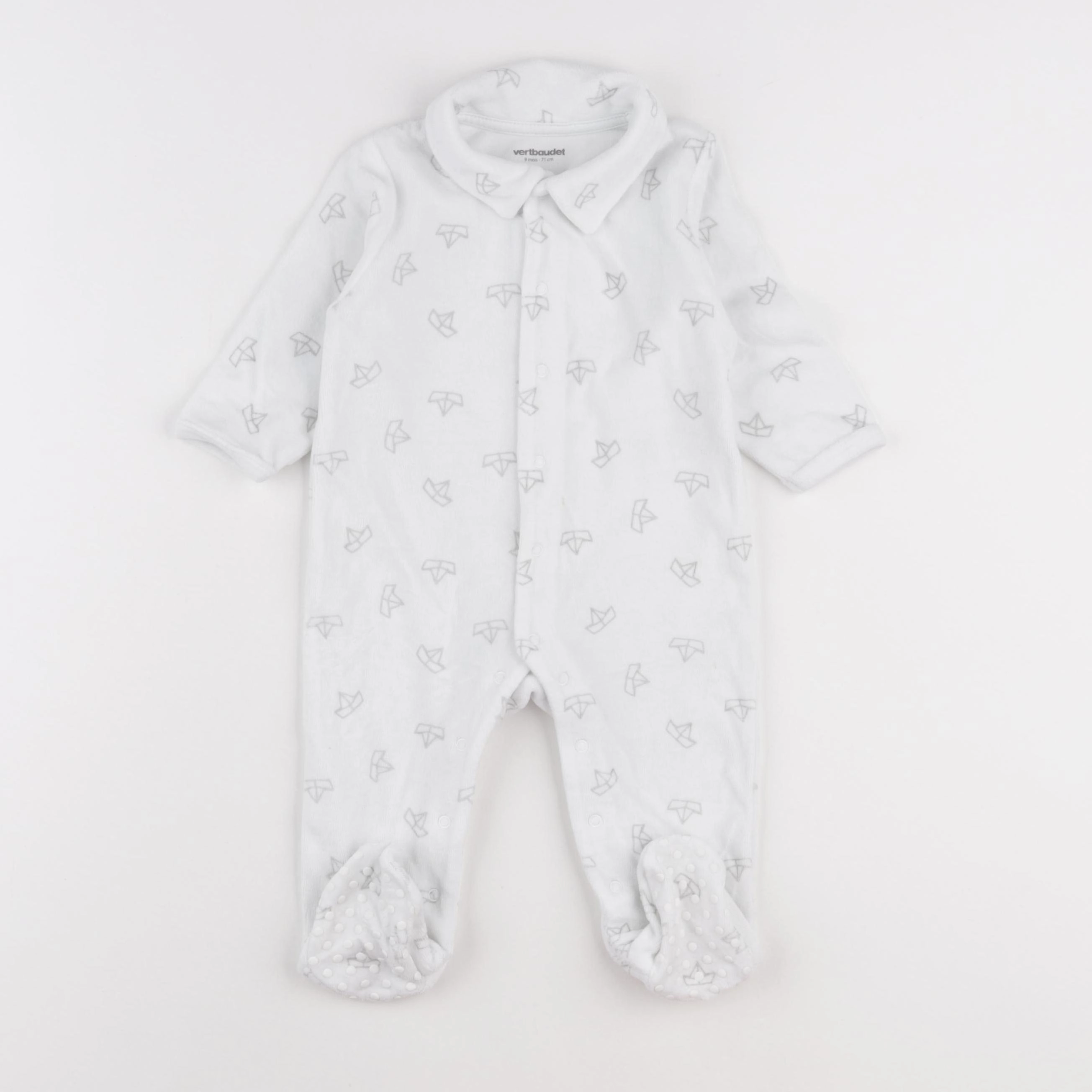 Vertbaudet - pyjama velours blanc - 9 mois