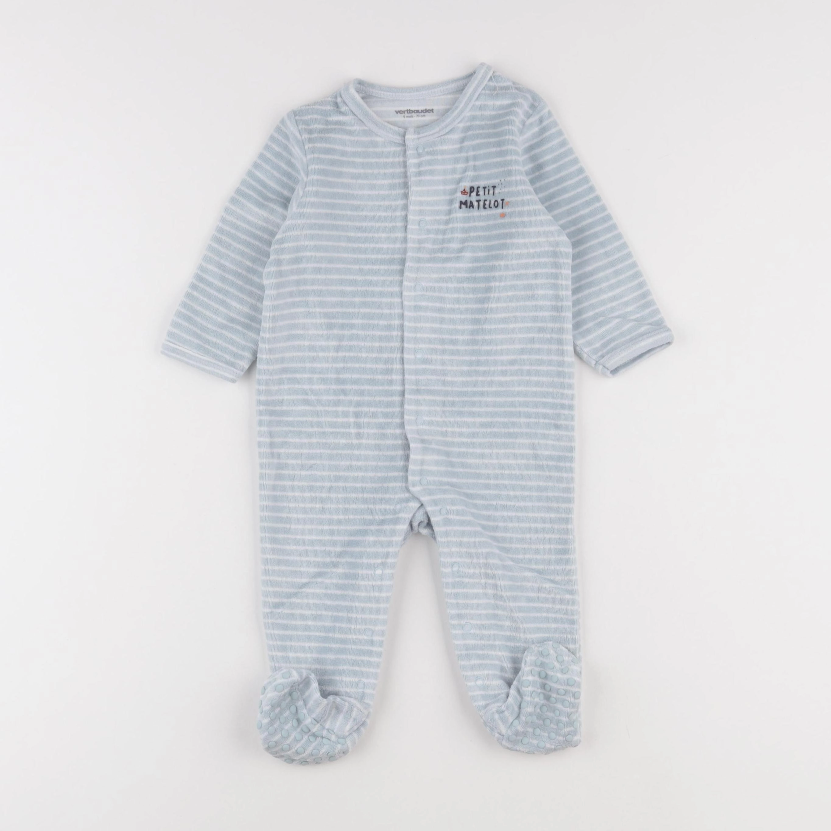 Vertbaudet - pyjama velours bleu - 9 mois