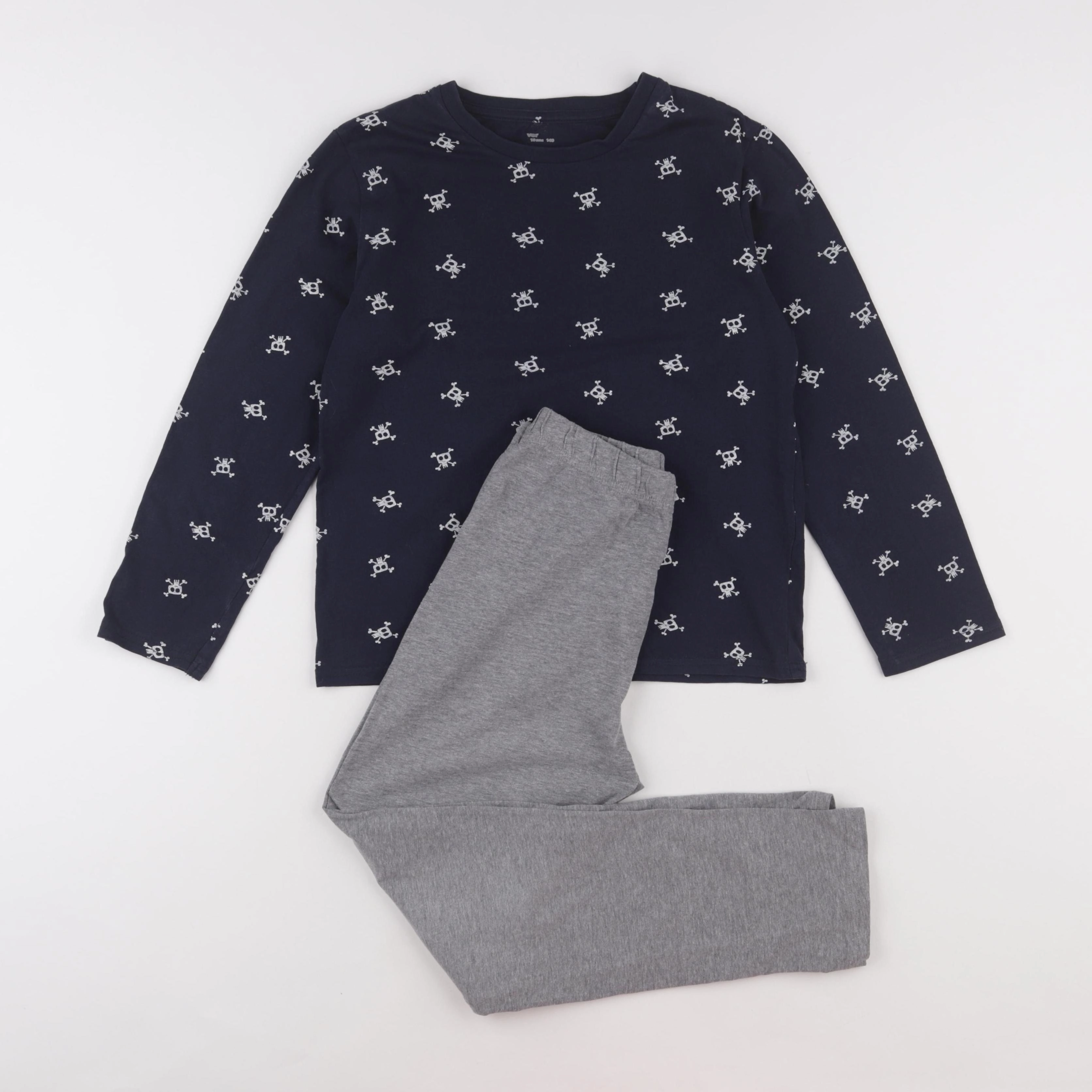 Vertbaudet - pyjama coton bleu, gris - 10 ans