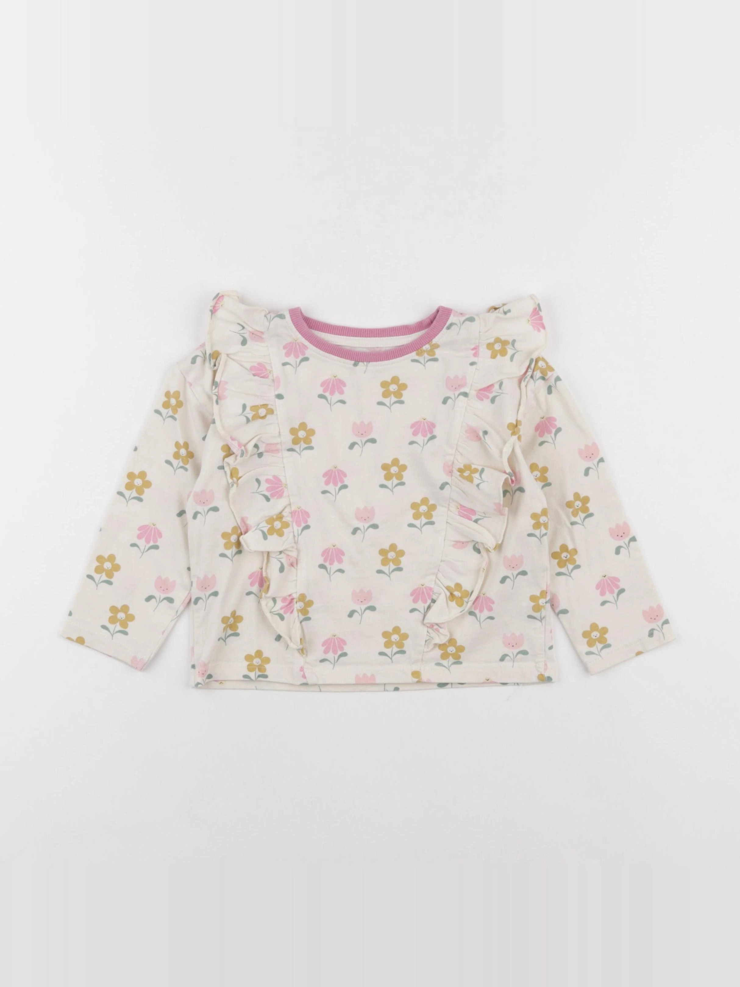 Vertbaudet - tee-shirt beige, rose - 3 ans