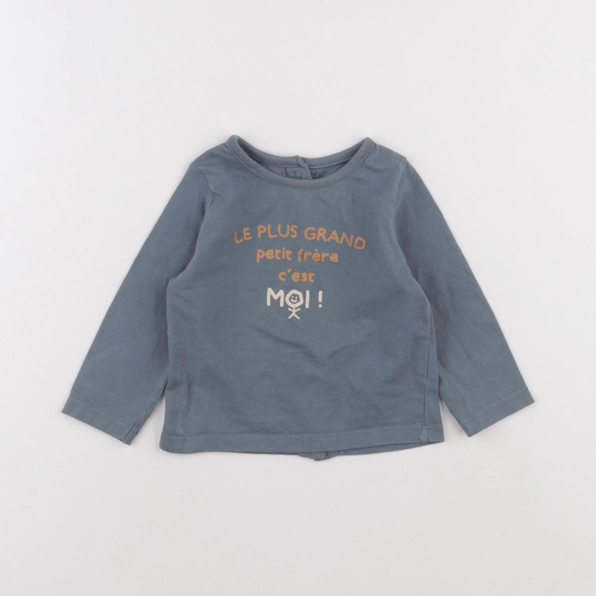 Vertbaudet - tee-shirt bleu, gris - 9 mois