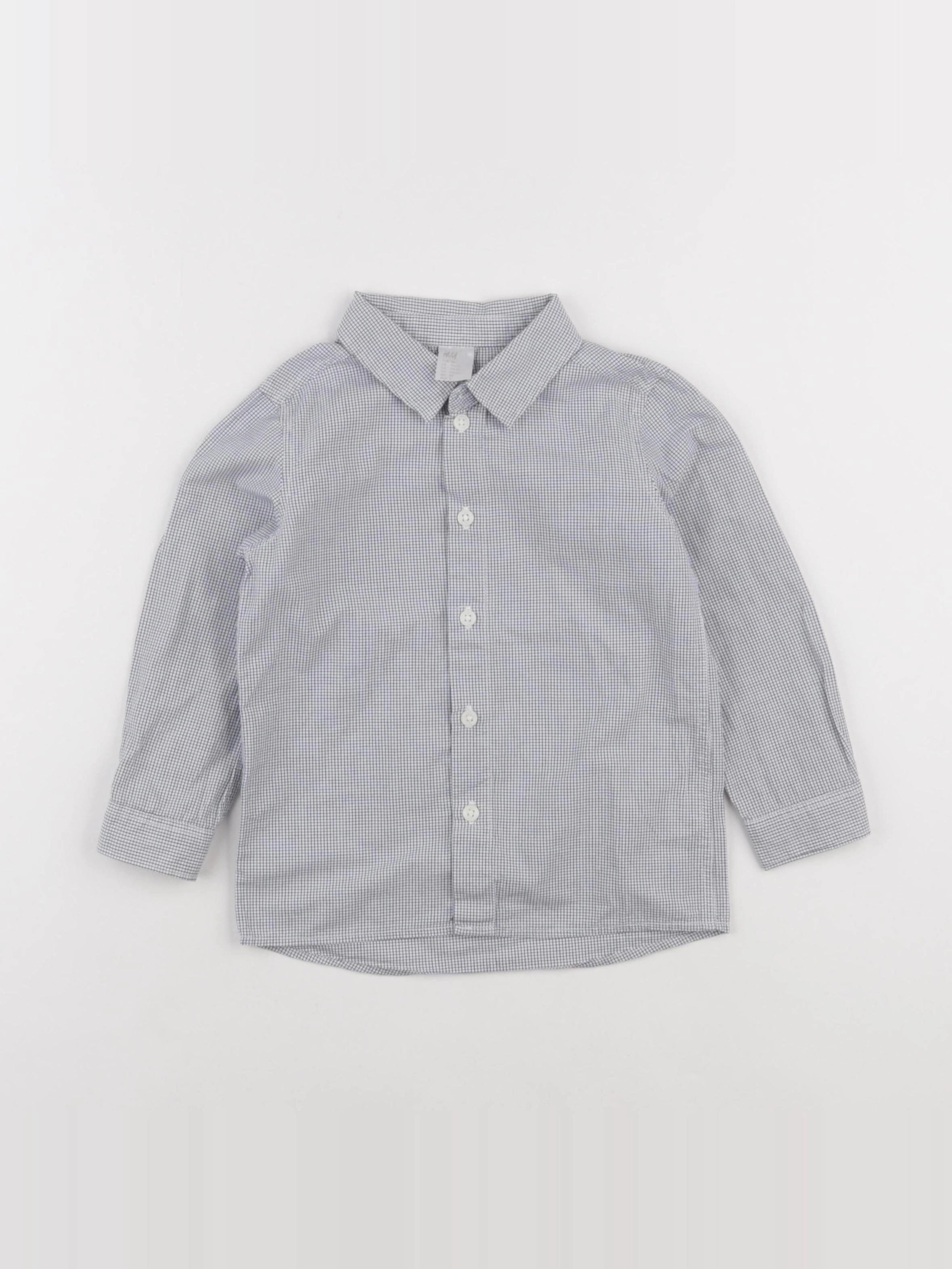 H&M - chemise blanc, bleu - 18/24 mois
