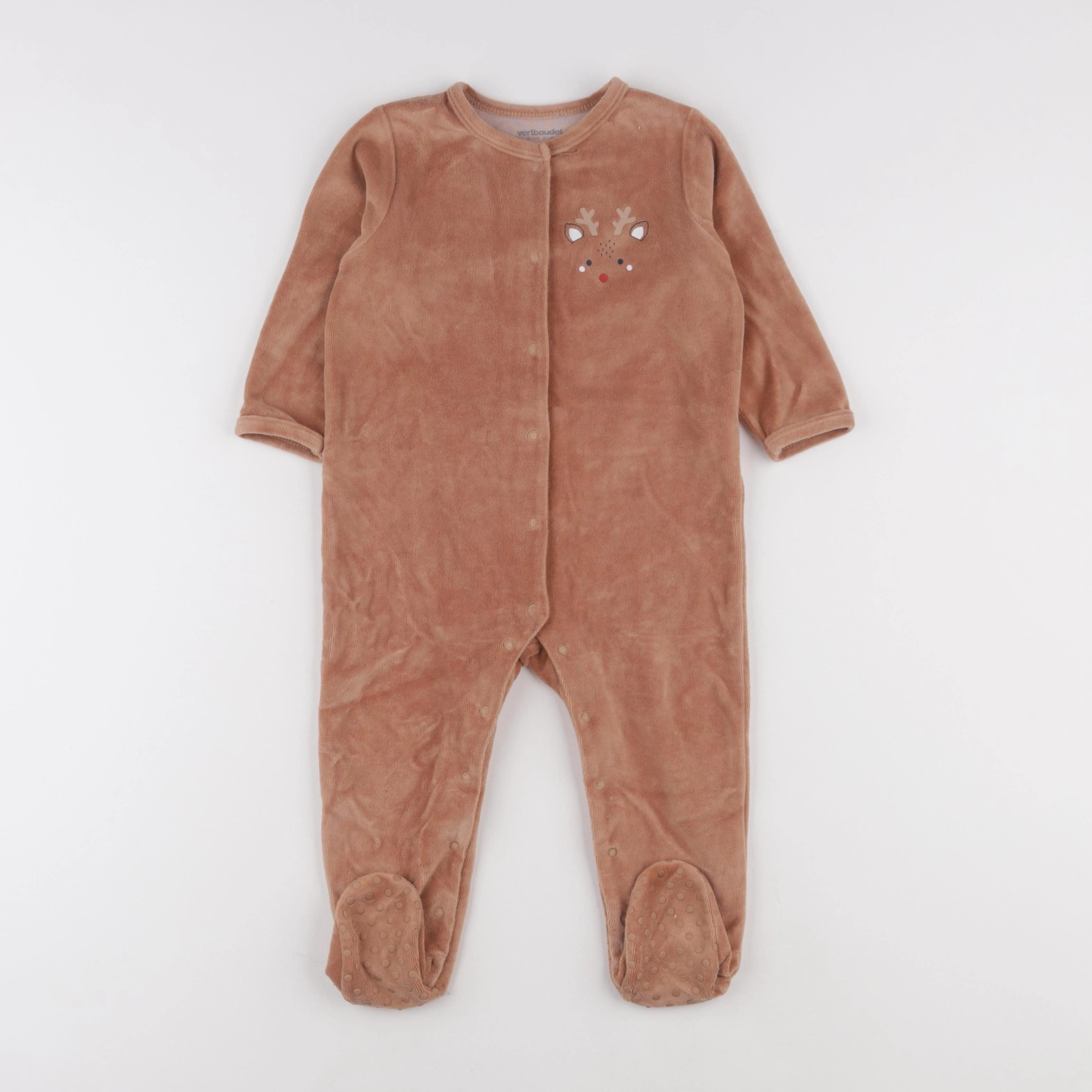 Vertbaudet - pyjama velours marron - 18 mois