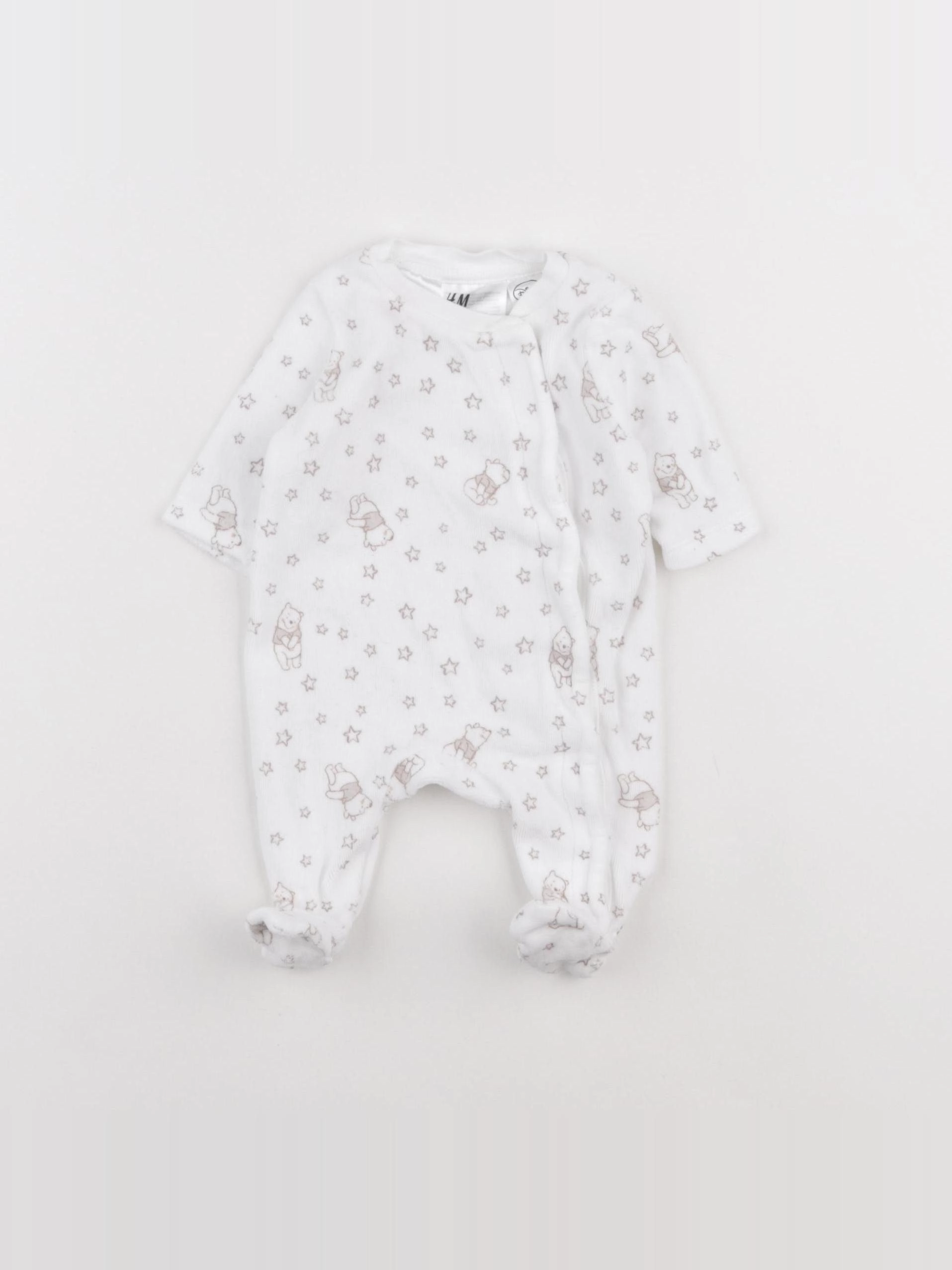 H&M - pyjama velours blanc - 0/1 mois
