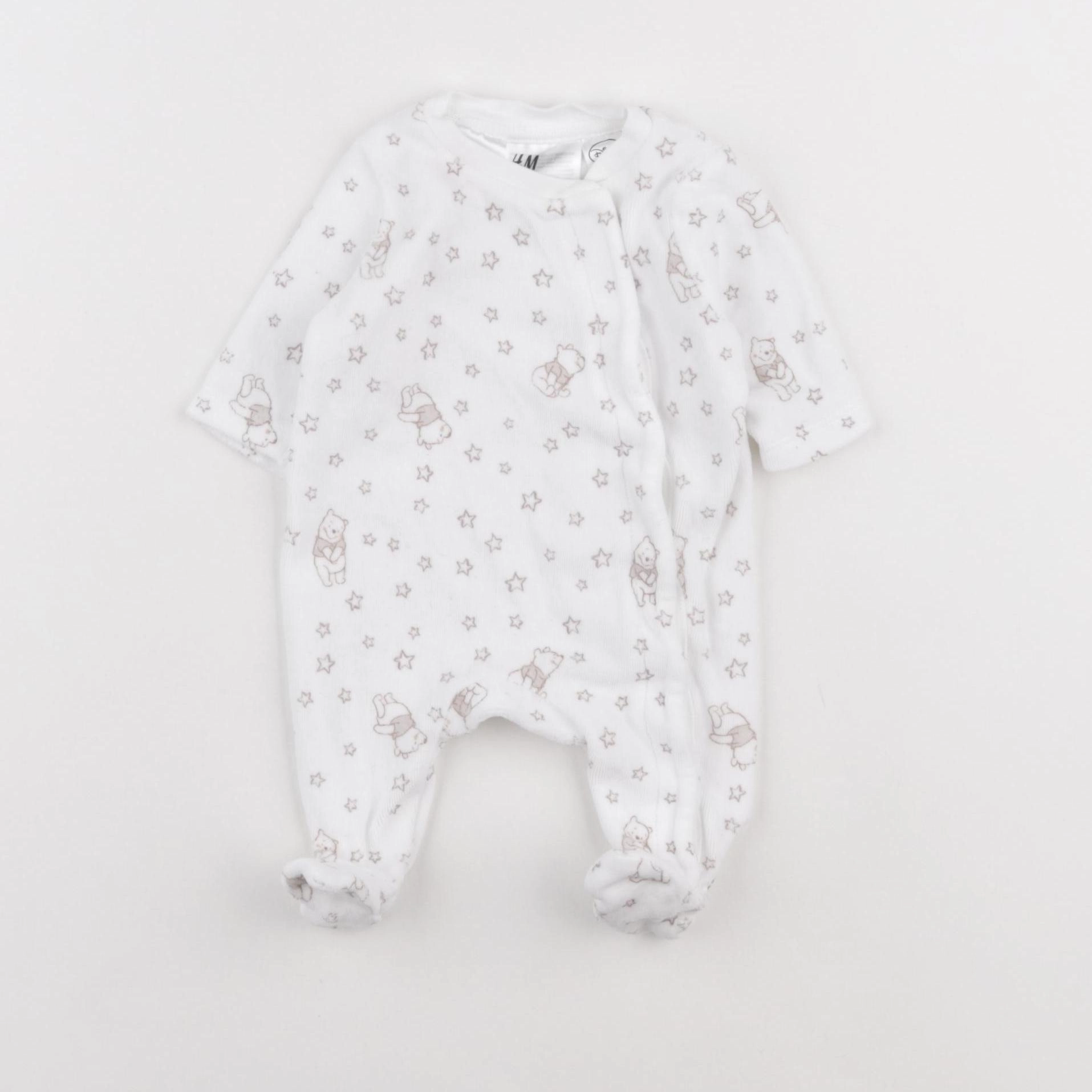 H&M - pyjama velours blanc - 0/1 mois
