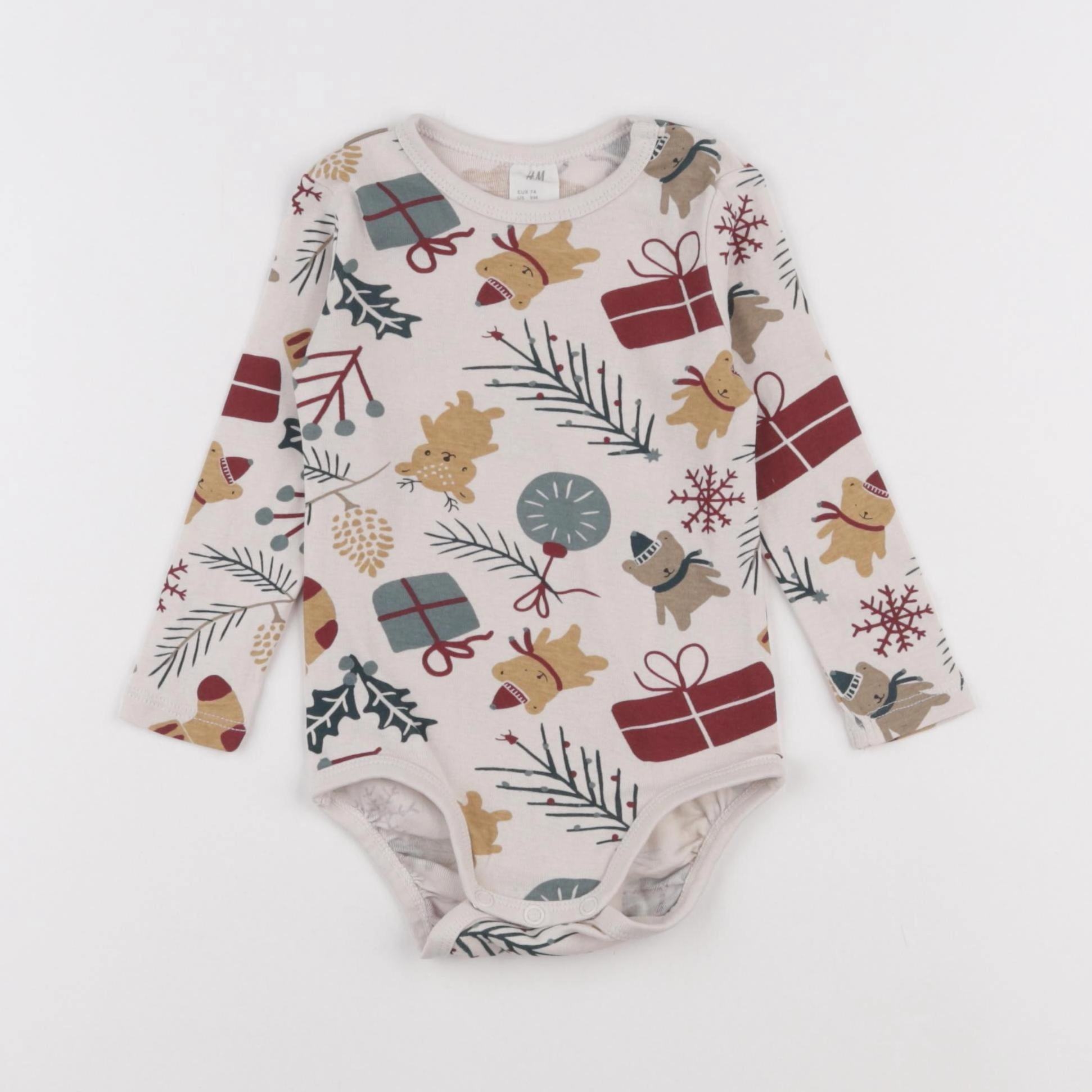 H&M - body beige, rouge - 9 mois