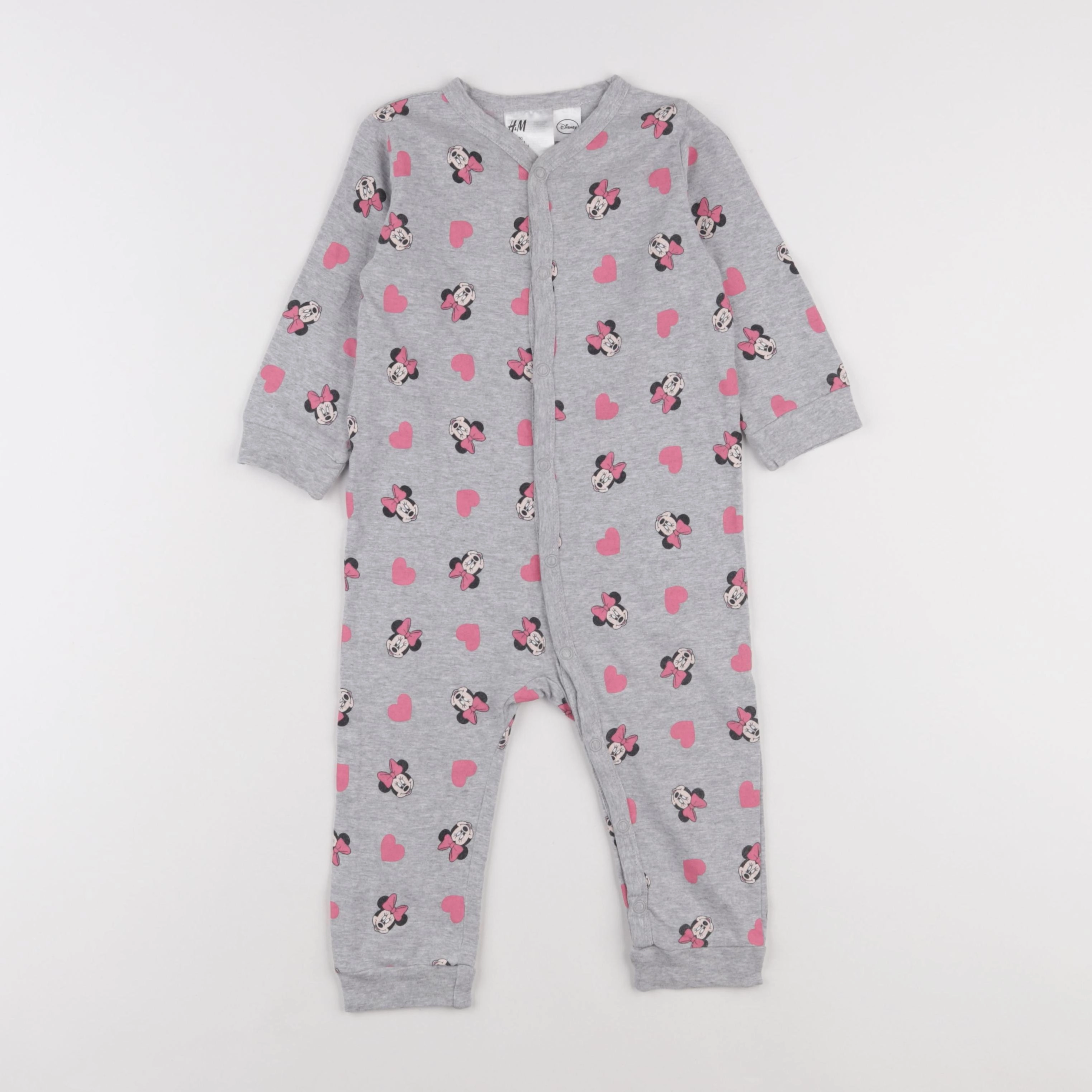 H&M - pyjama coton gris, rose - 9/12 mois