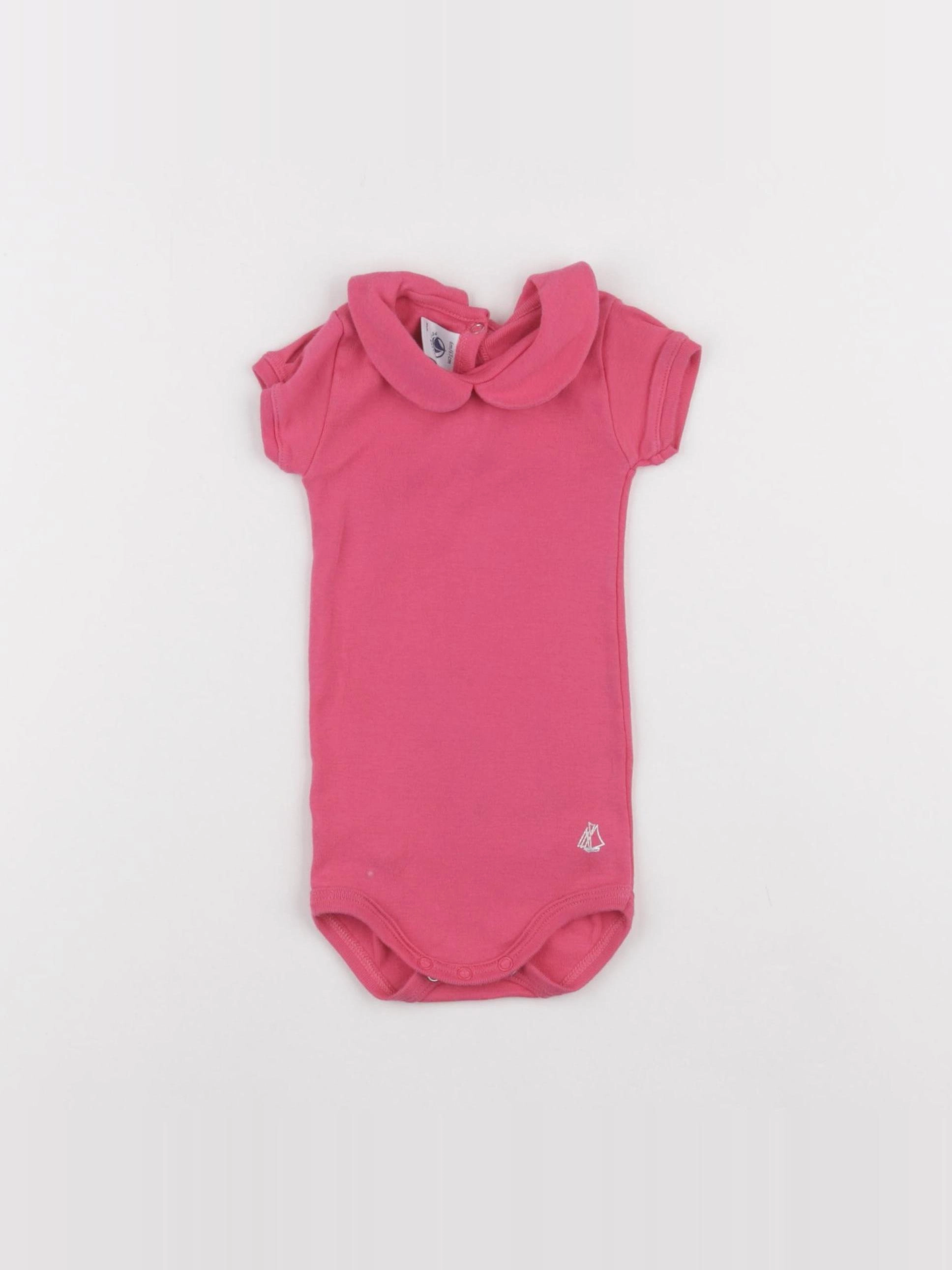 Petit Bateau - body à col rose - 6 mois