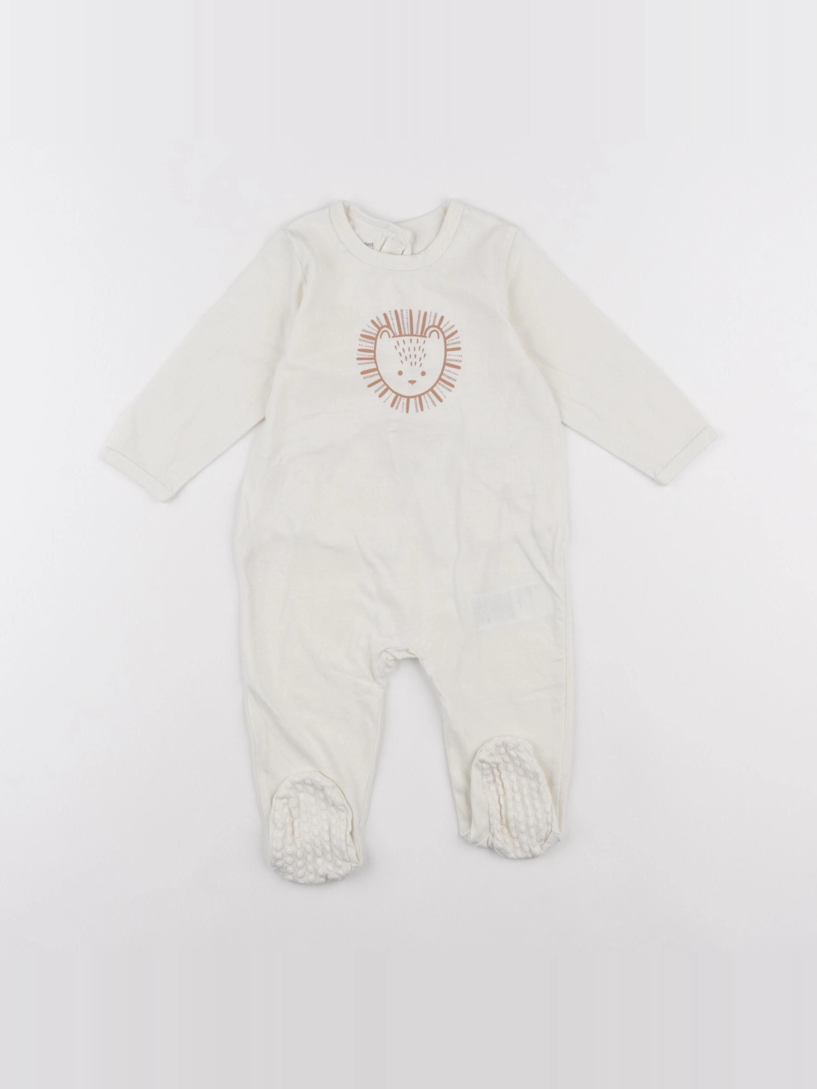 Vertbaudet - pyjama coton blanc - 9 mois