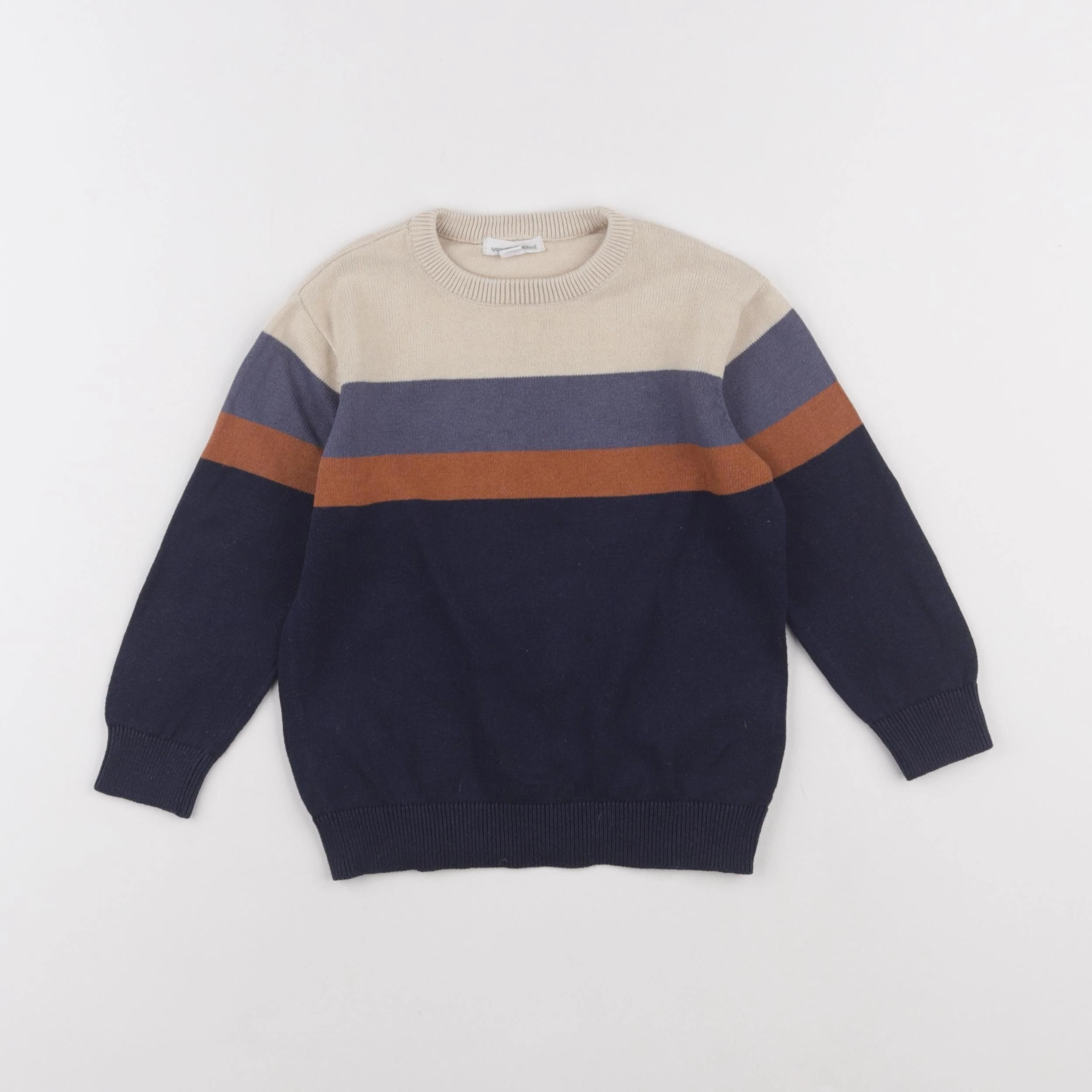 Vertbaudet - pull bleu, beige - 3 ans