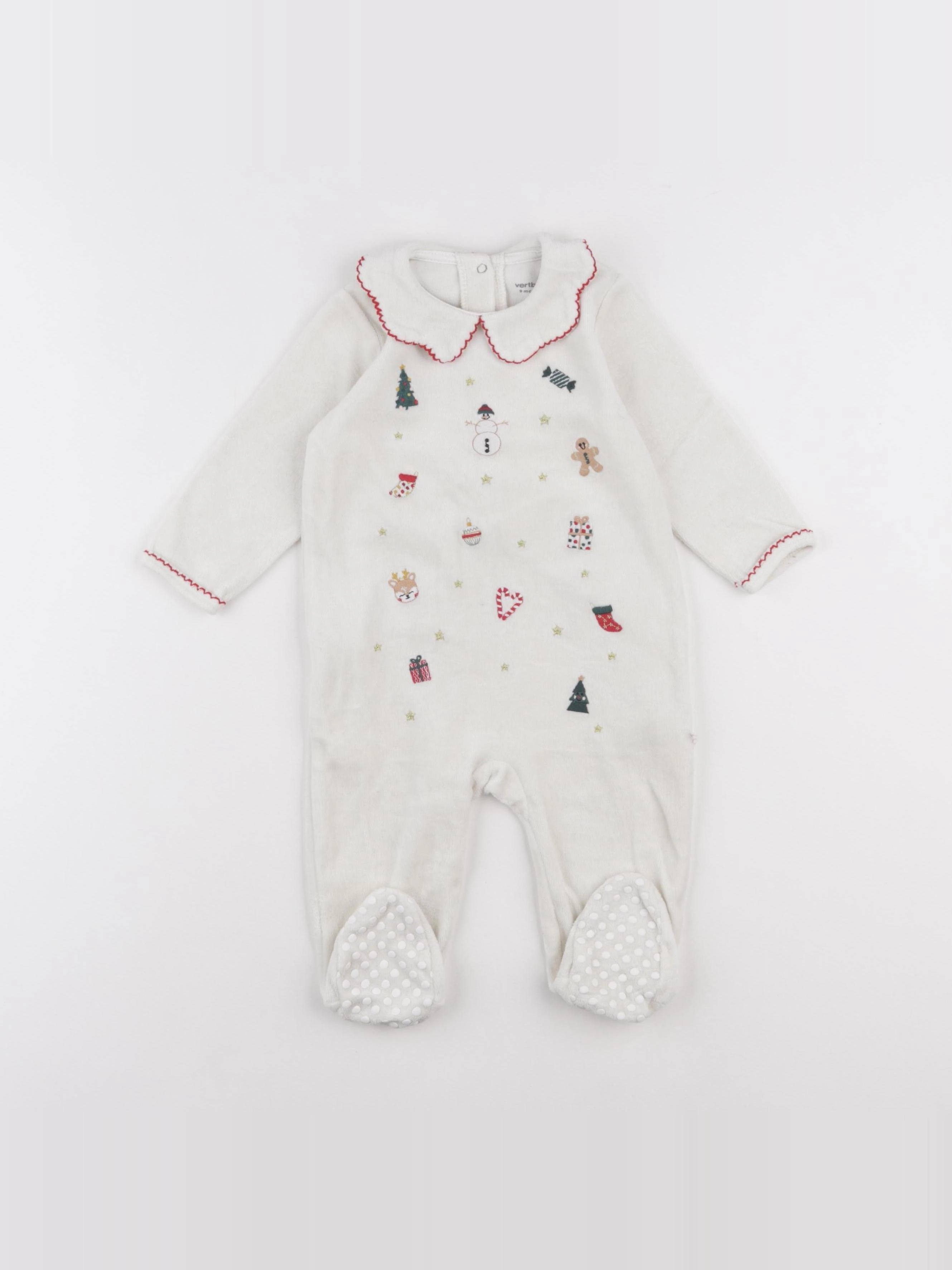 Vertbaudet - pyjama velours blanc - 9 mois