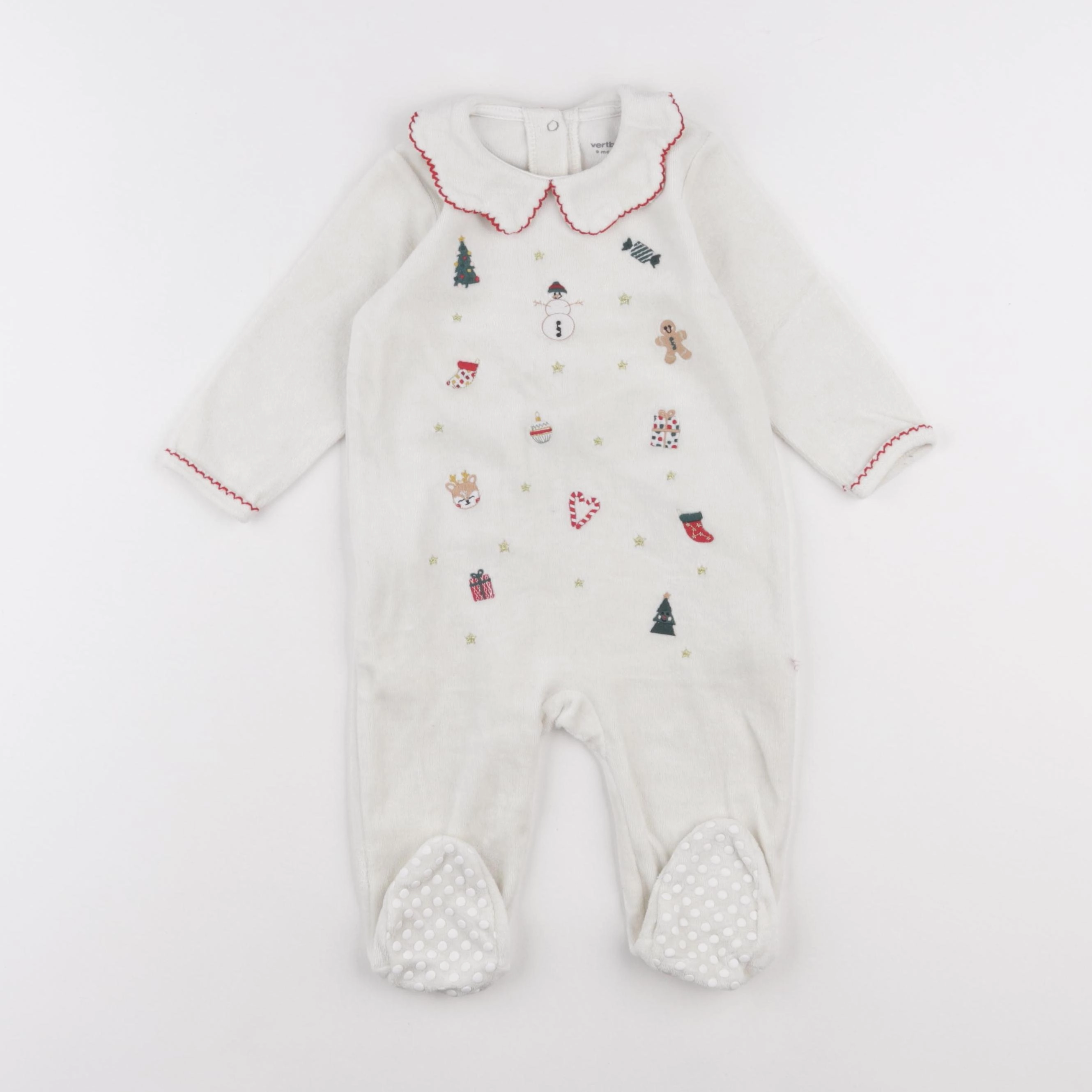 Vertbaudet - pyjama velours blanc - 9 mois