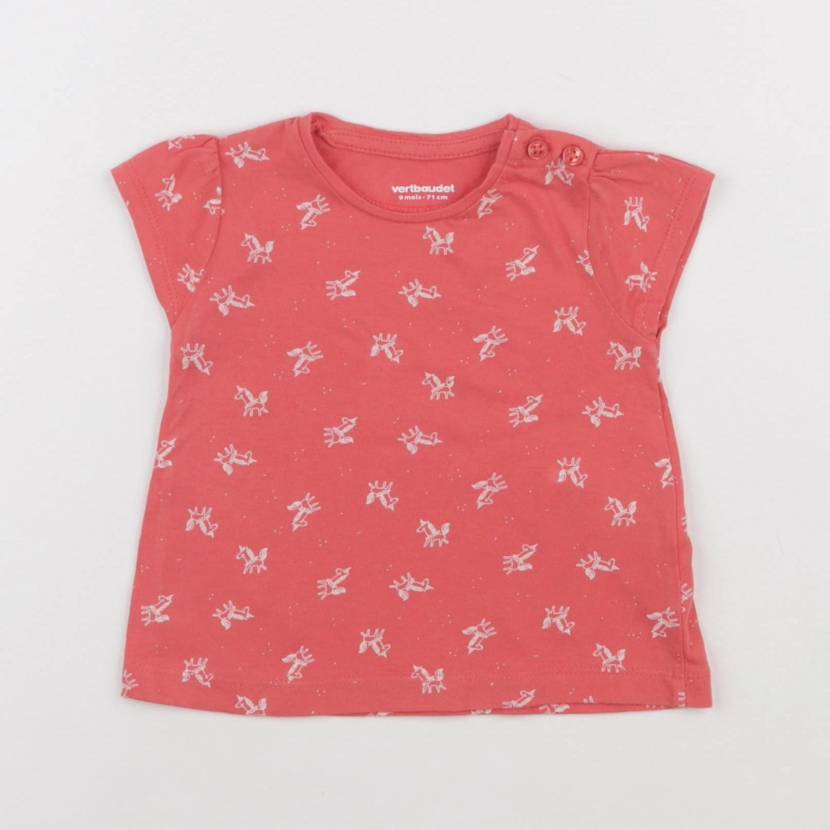 Vertbaudet - tee-shirt rose - 9 mois