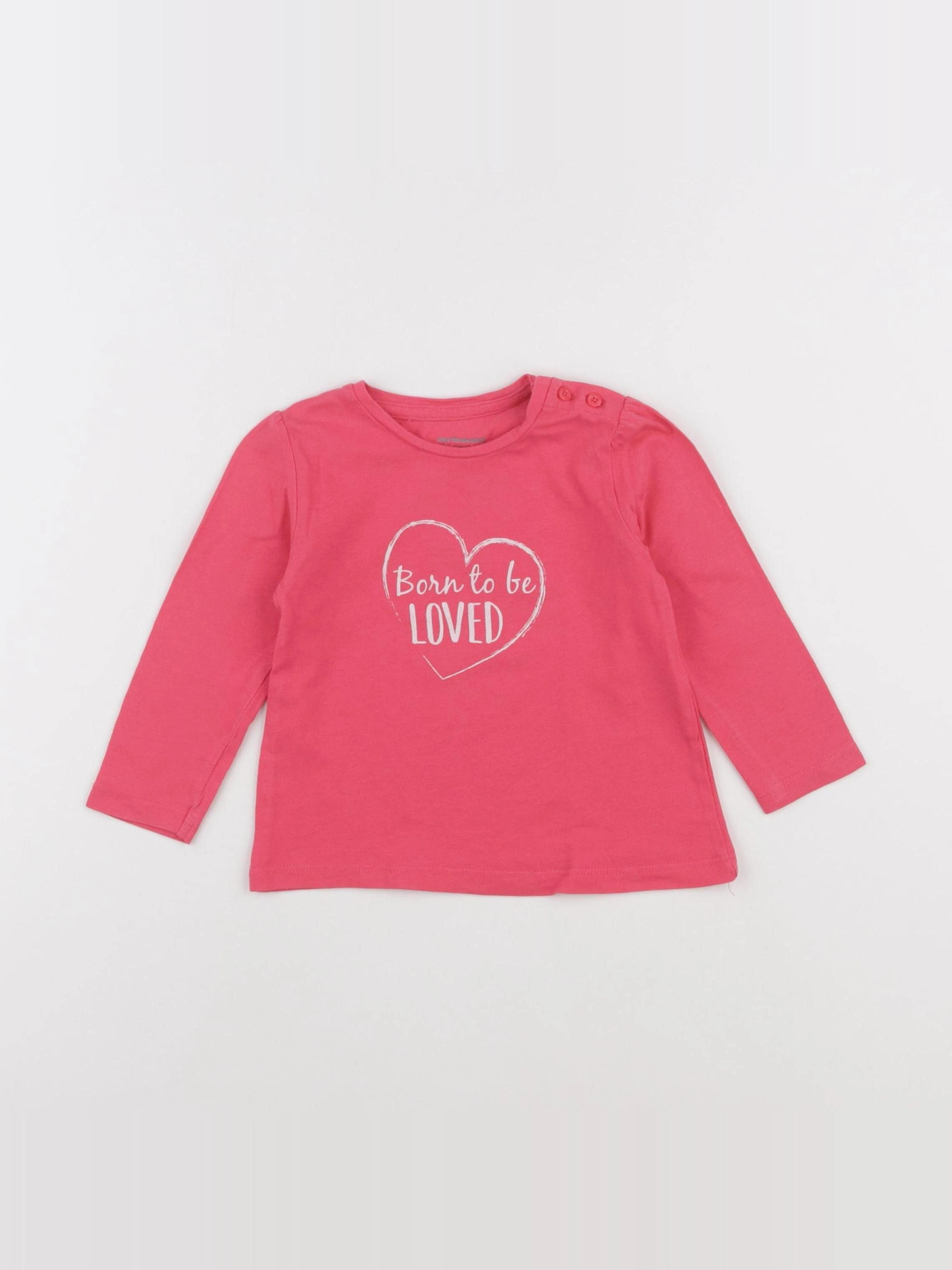 Vertbaudet - tee-shirt rose - 12 mois