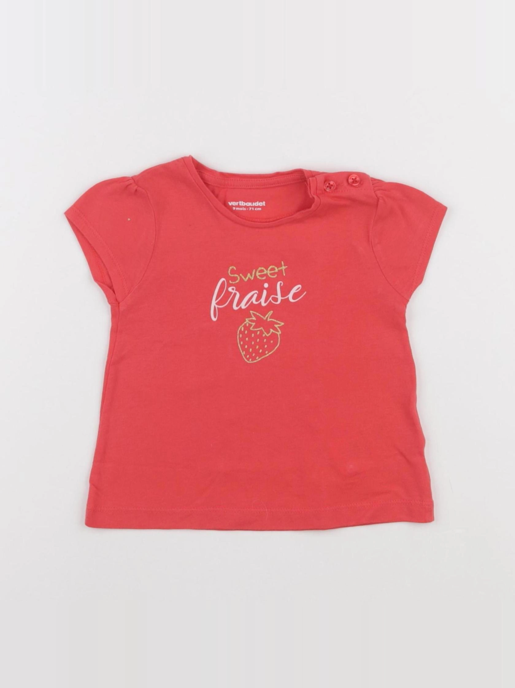 Vertbaudet - tee-shirt rouge - 9 mois
