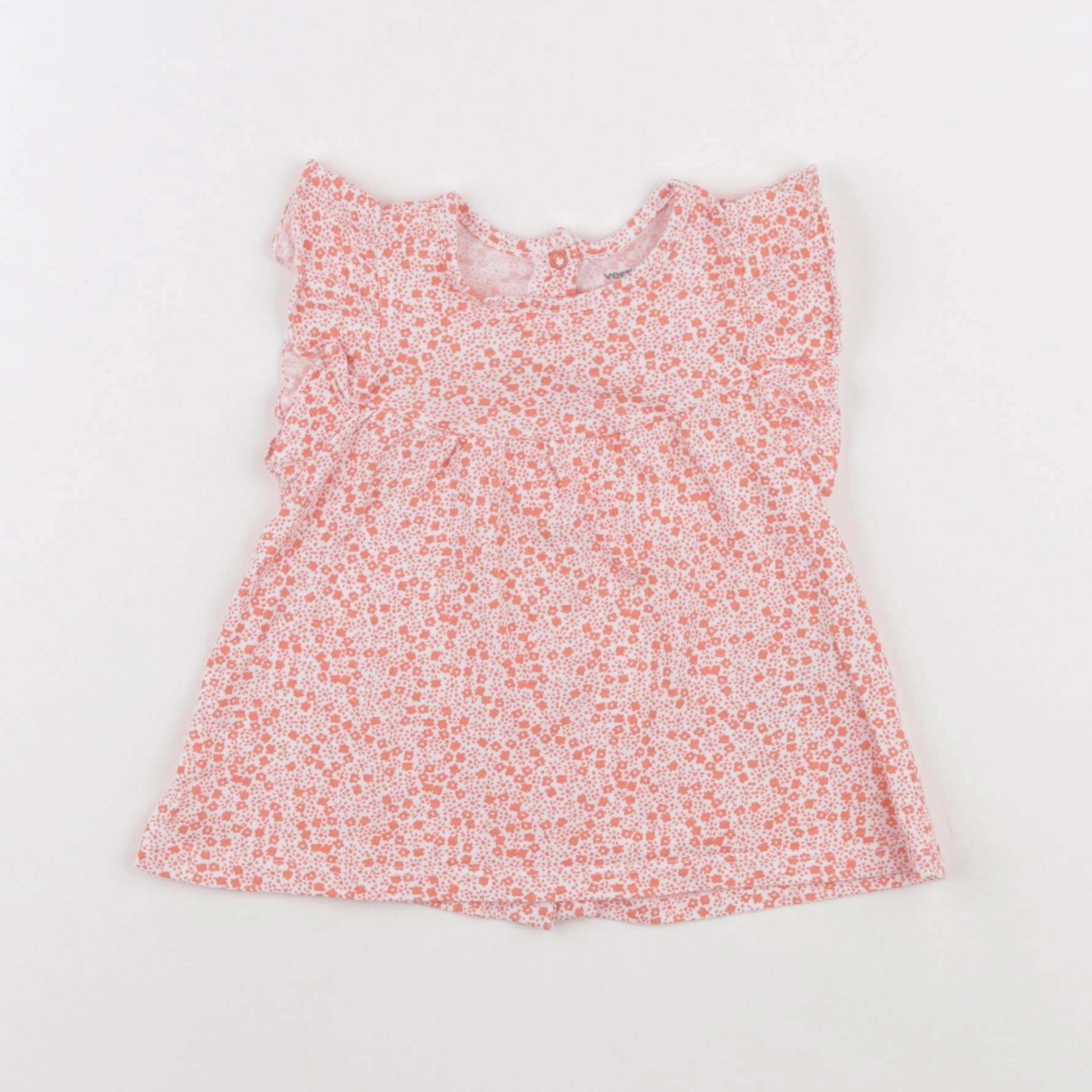 Vertbaudet - tee-shirt blanc, orange - 9 mois