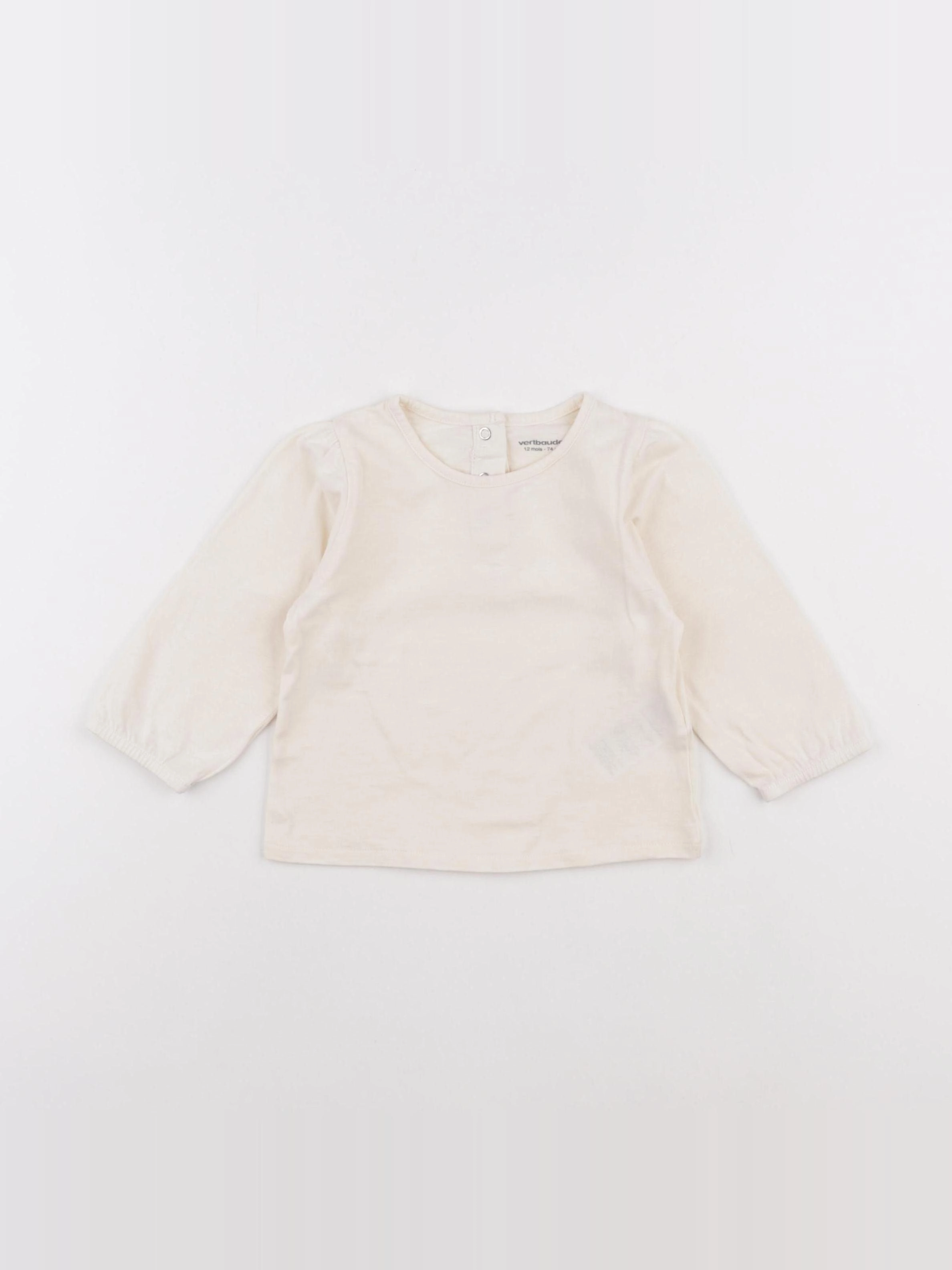 Vertbaudet - tee-shirt beige - 12 mois