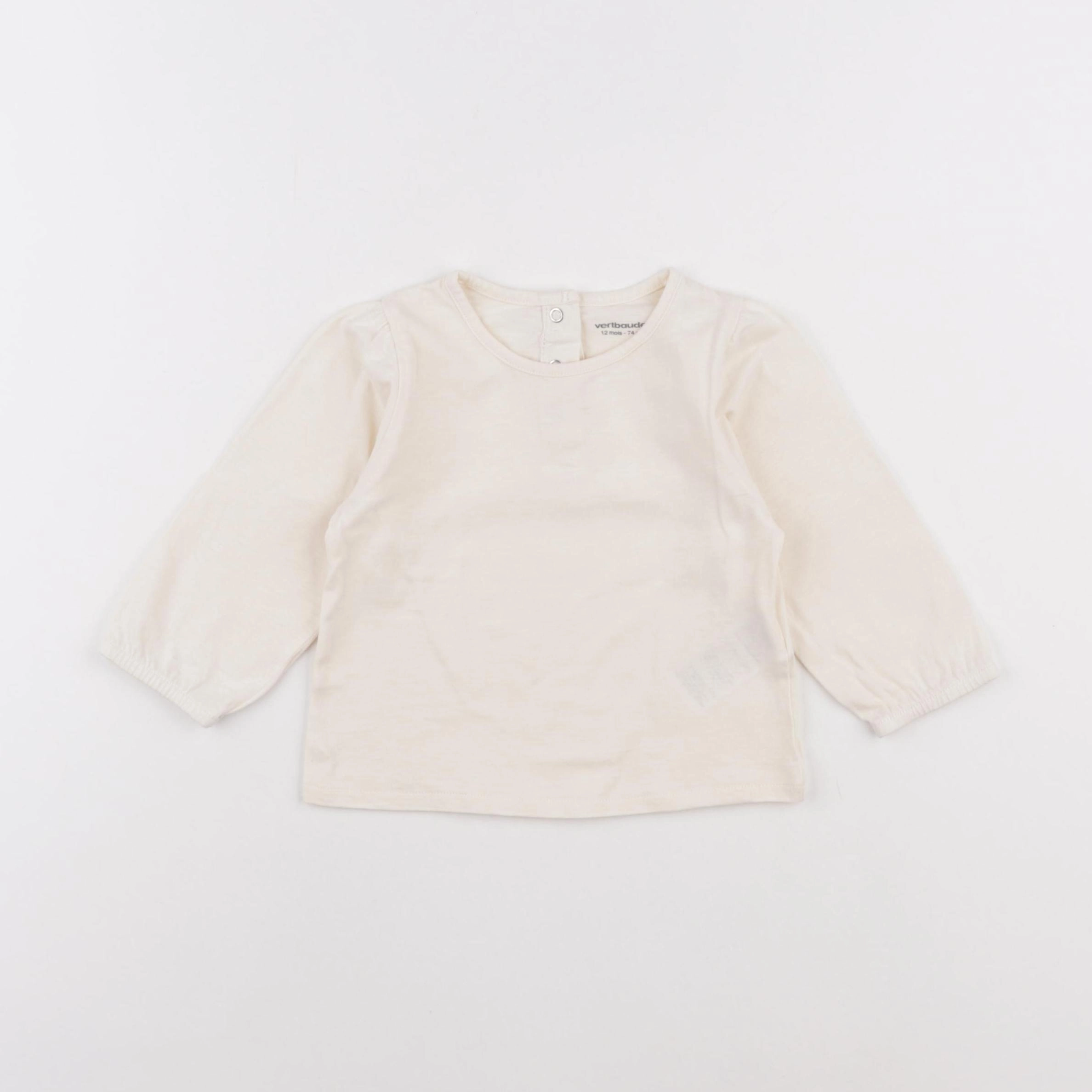 Vertbaudet - tee-shirt beige - 12 mois
