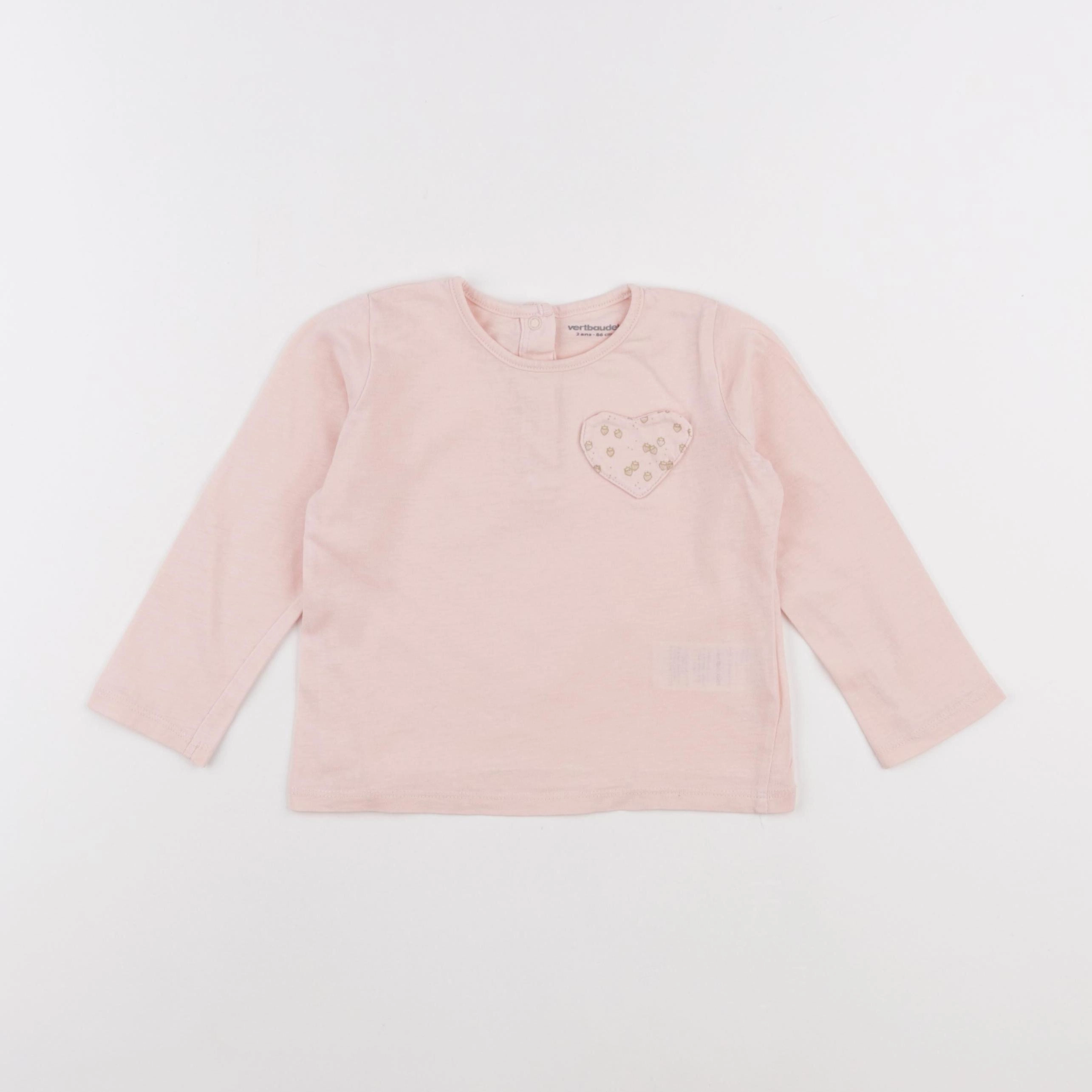 Vertbaudet - tee-shirt rose - 2 ans