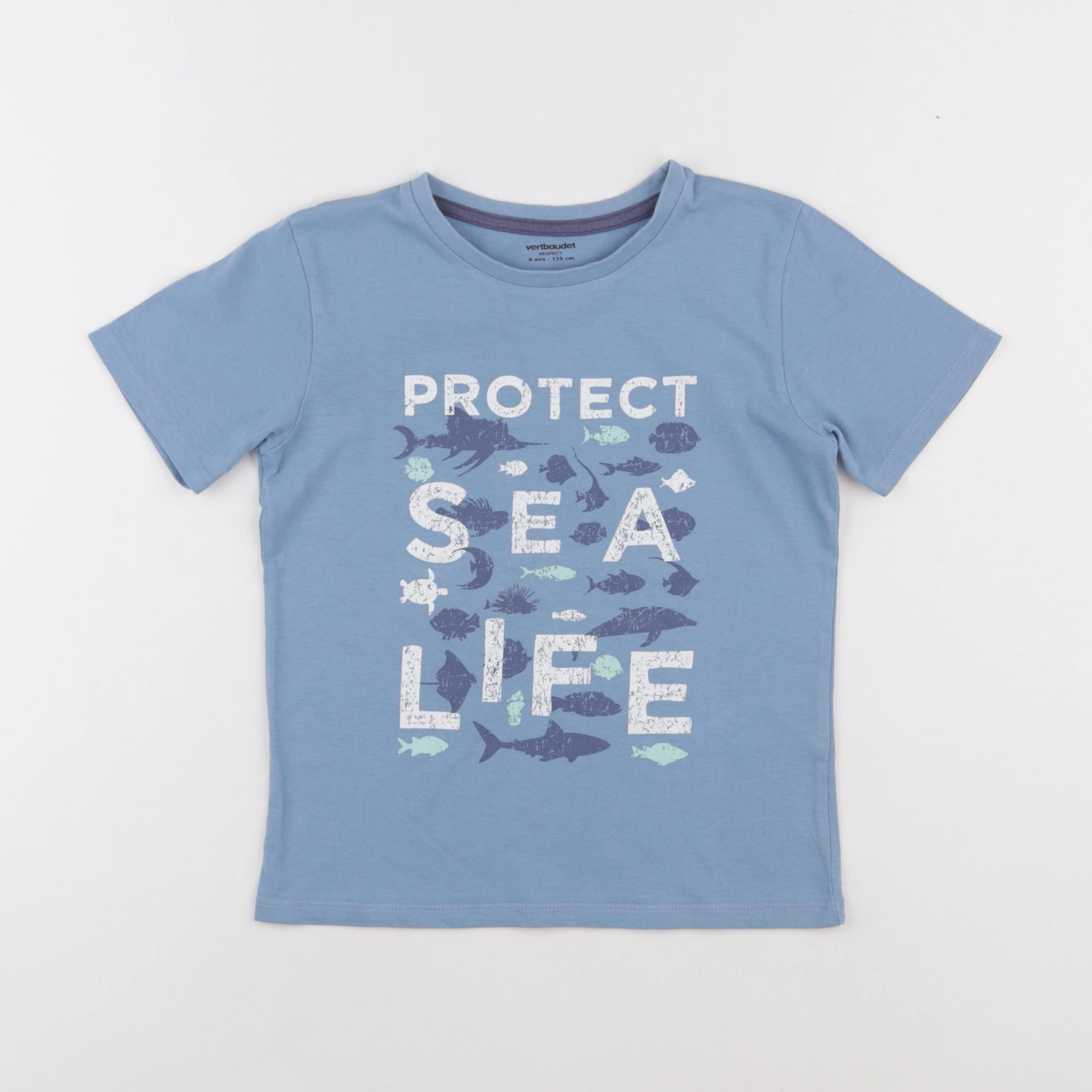 Vertbaudet - tee-shirt bleu - 8 ans