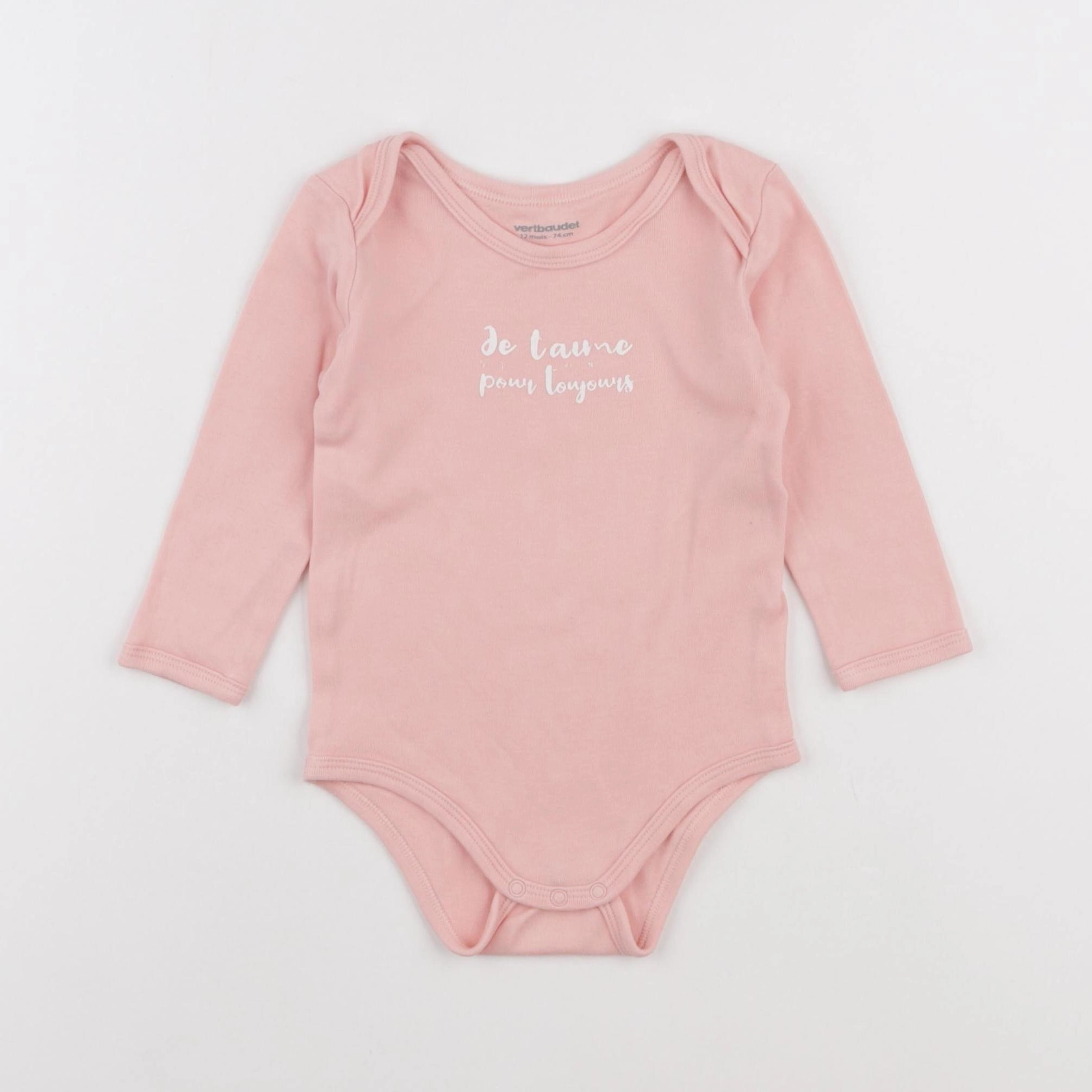 Vertbaudet - body rose - 12 mois