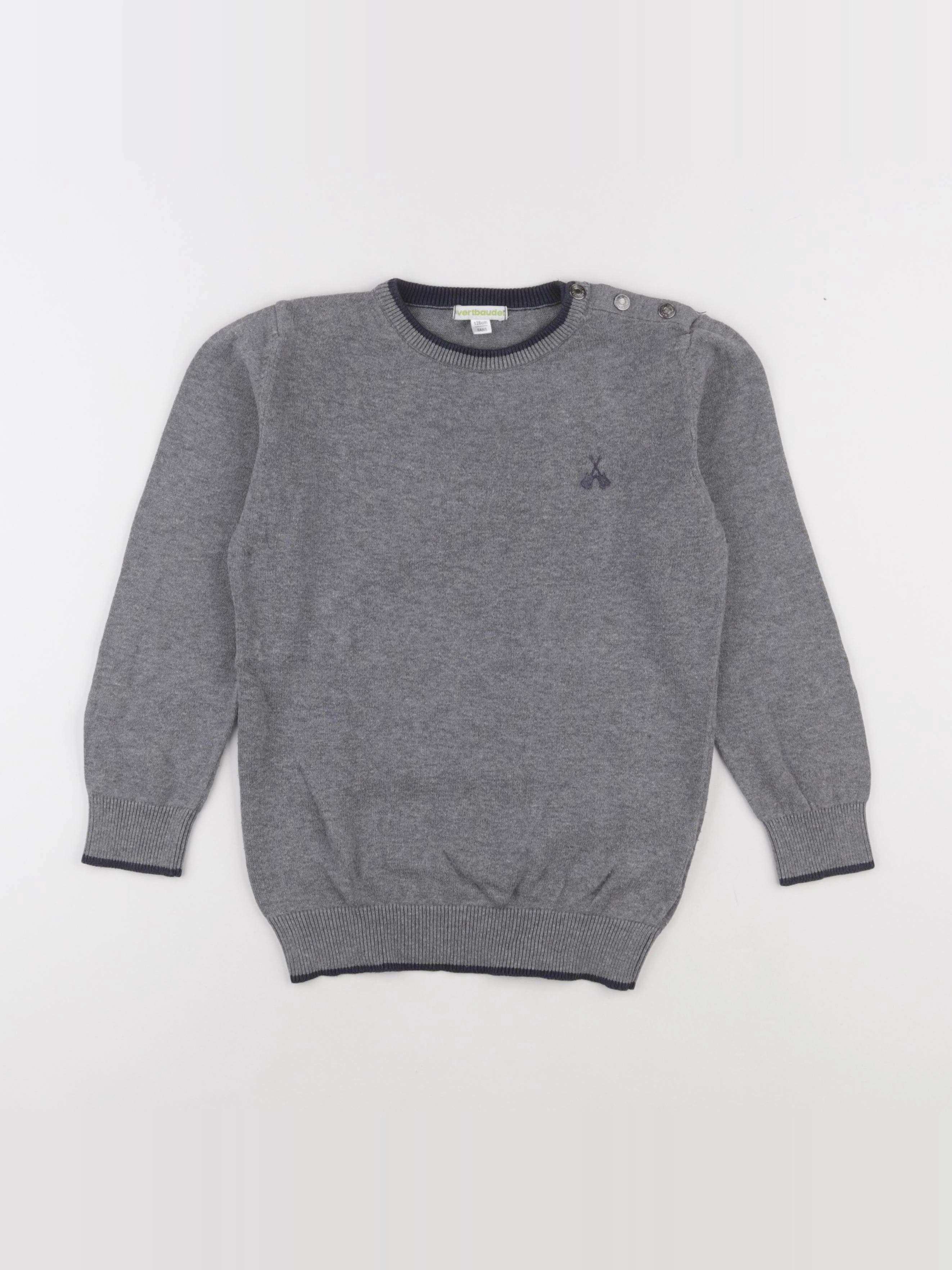 Vertbaudet - pull gris - 8 ans