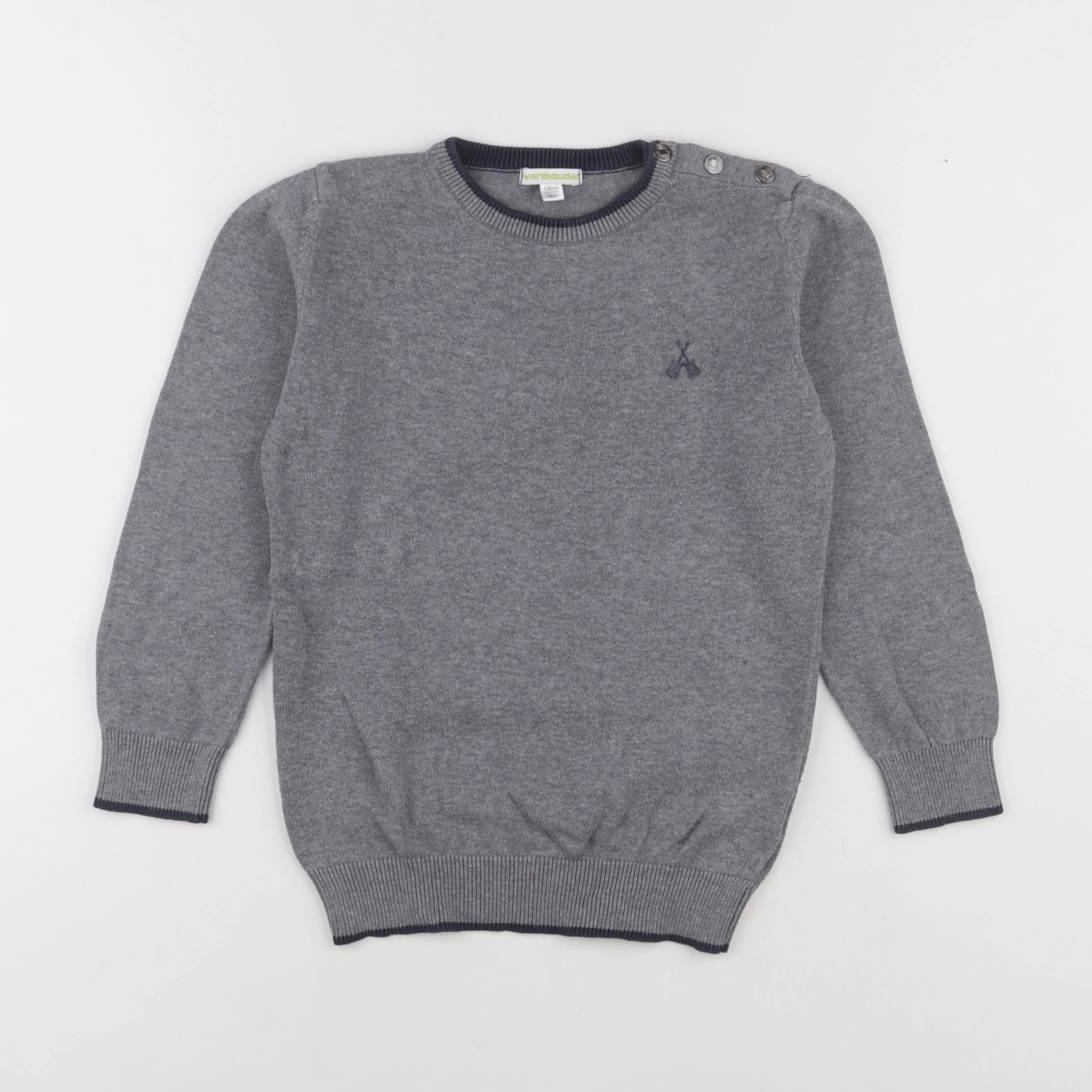 Vertbaudet - pull gris - 8 ans