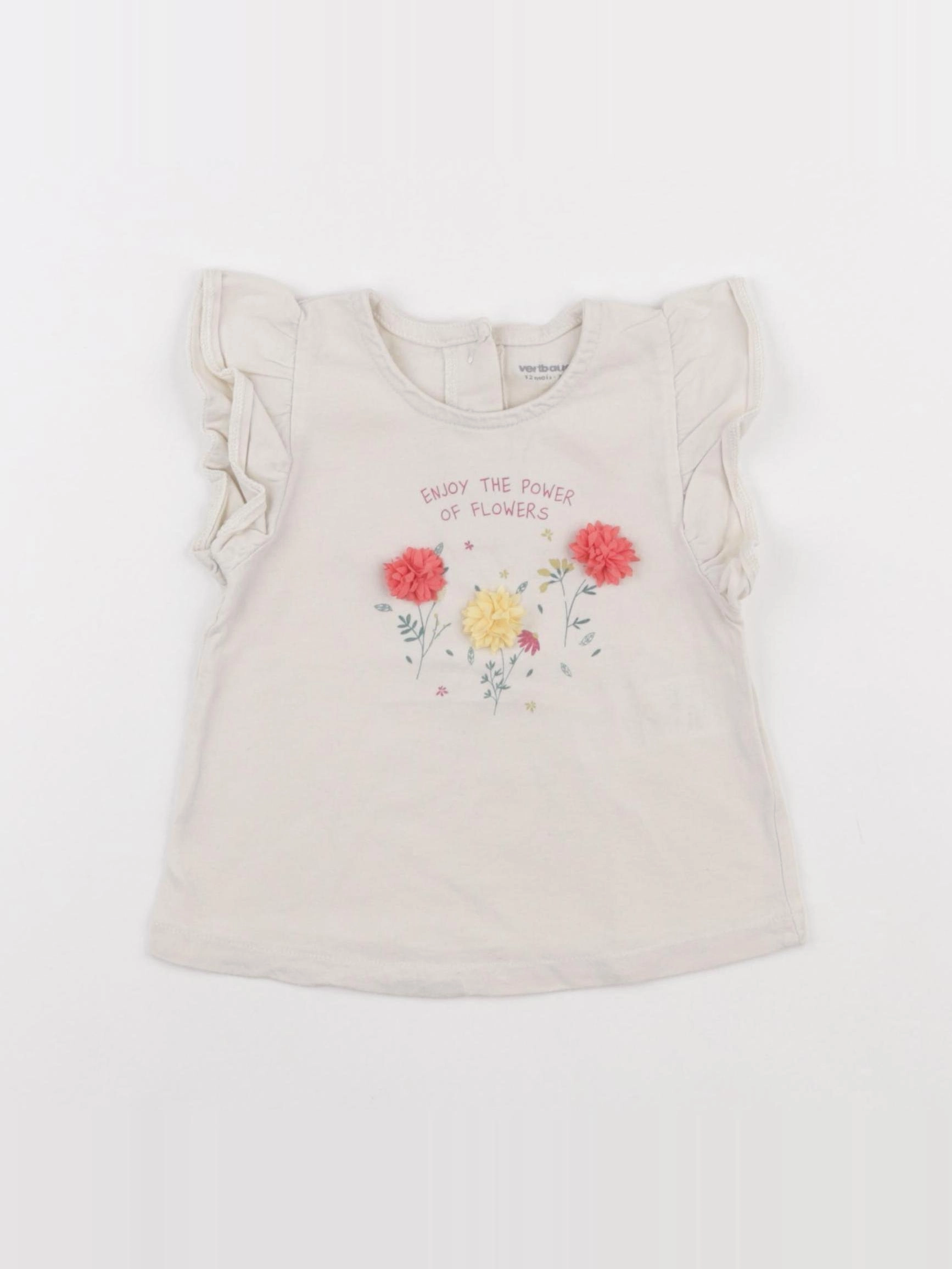 Vertbaudet - tee-shirt beige - 12 mois