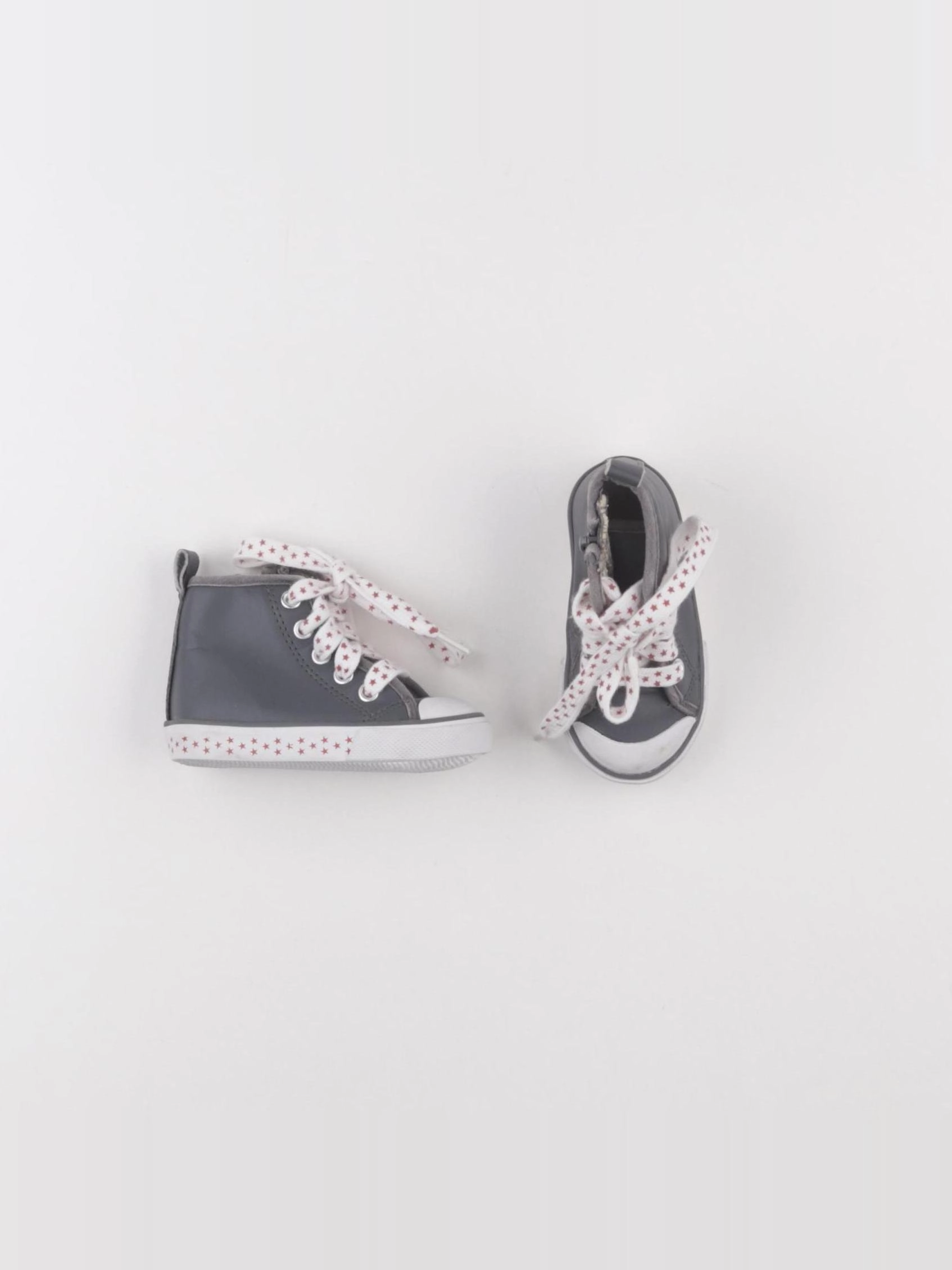 Vertbaudet - tennis à scratch/ lacets gris - pointure 20