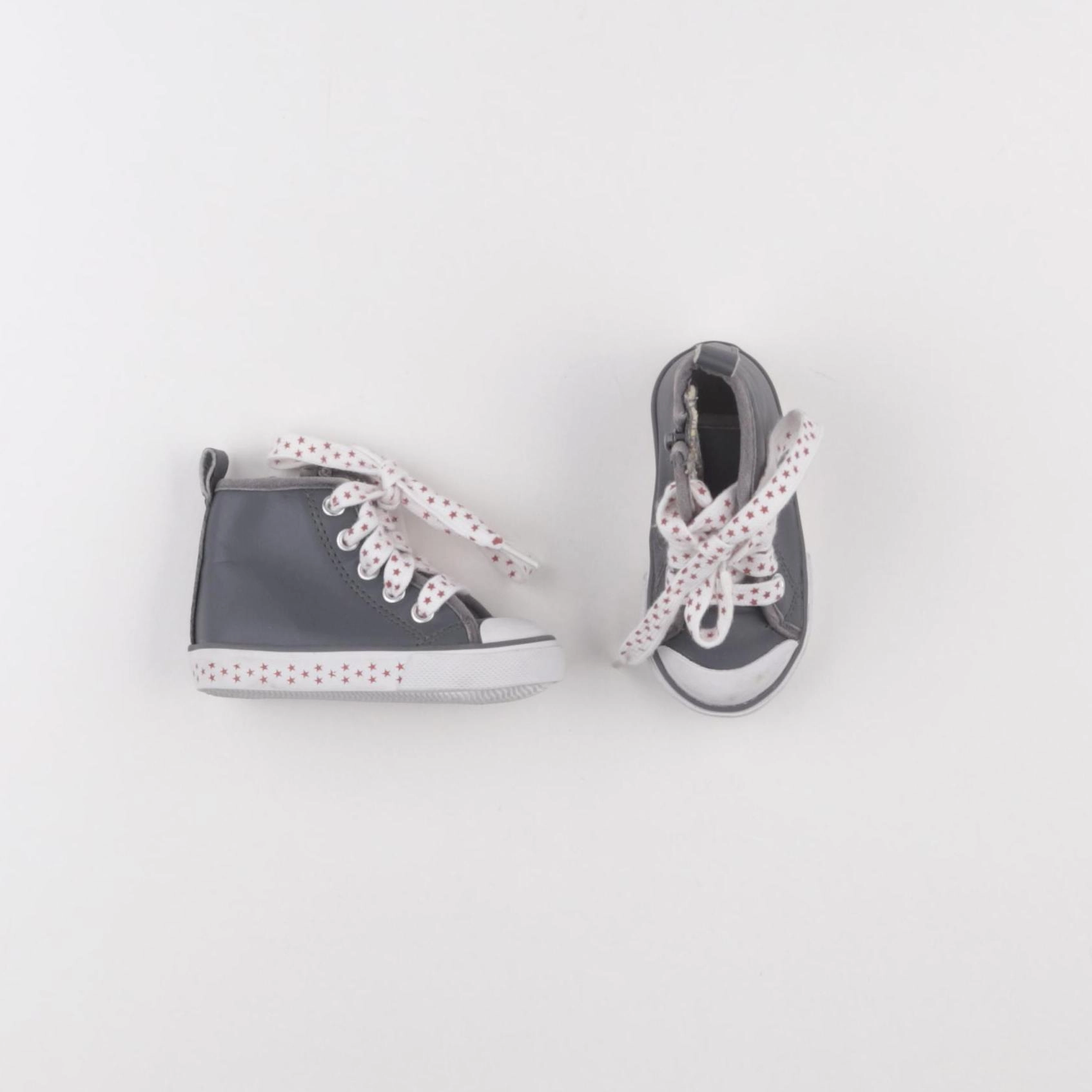 Vertbaudet - tennis à scratch/ lacets gris - pointure 20