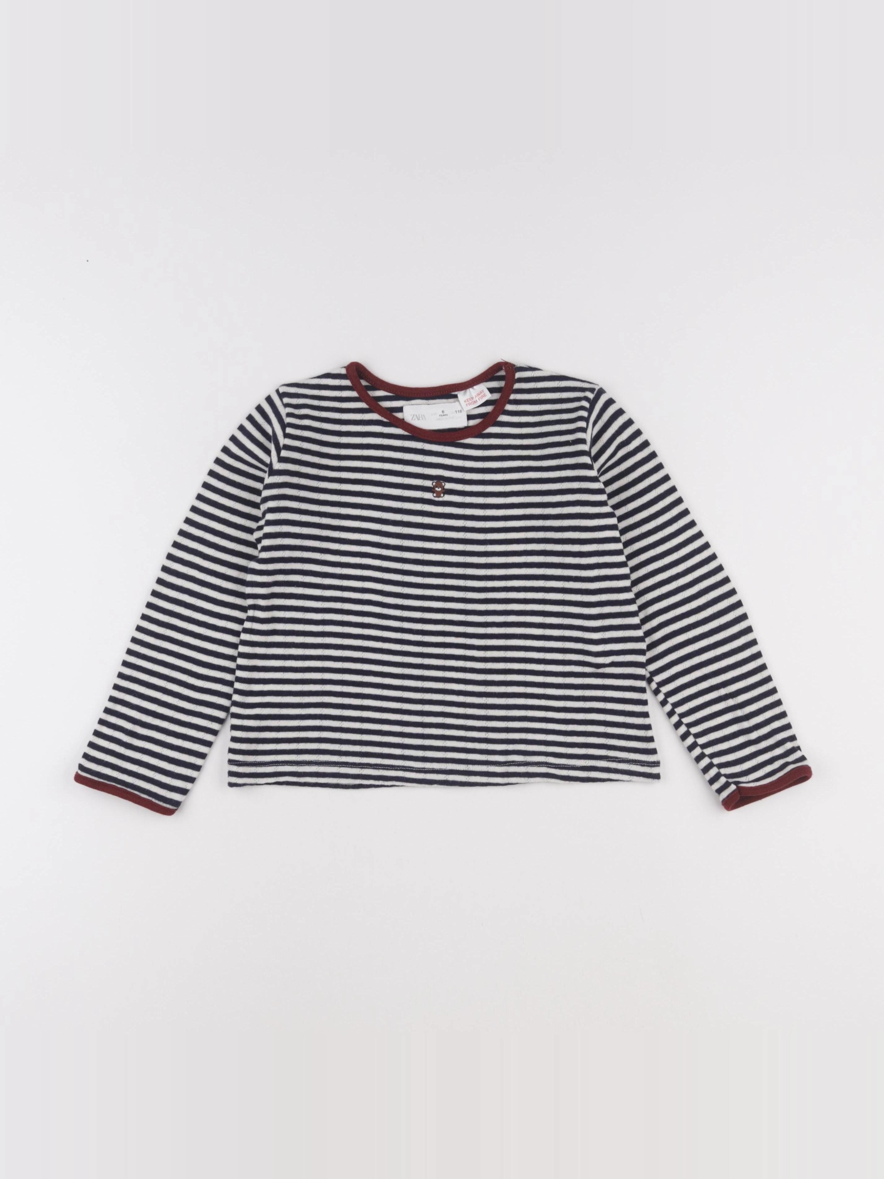 Zara - tee-shirt blanc, bleu - 6 ans
