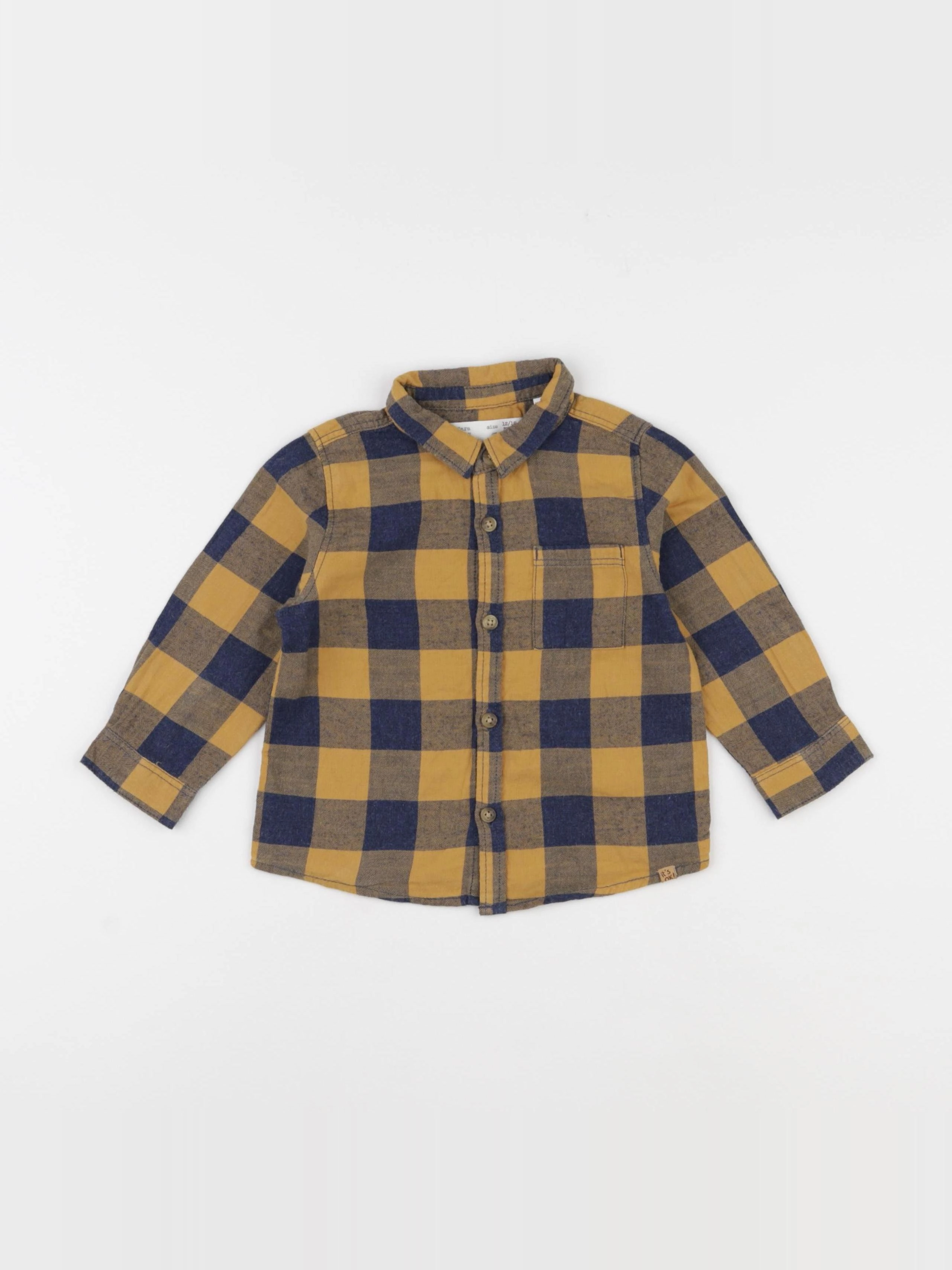 Zara - chemise jaune, bleu - 12/18 mois