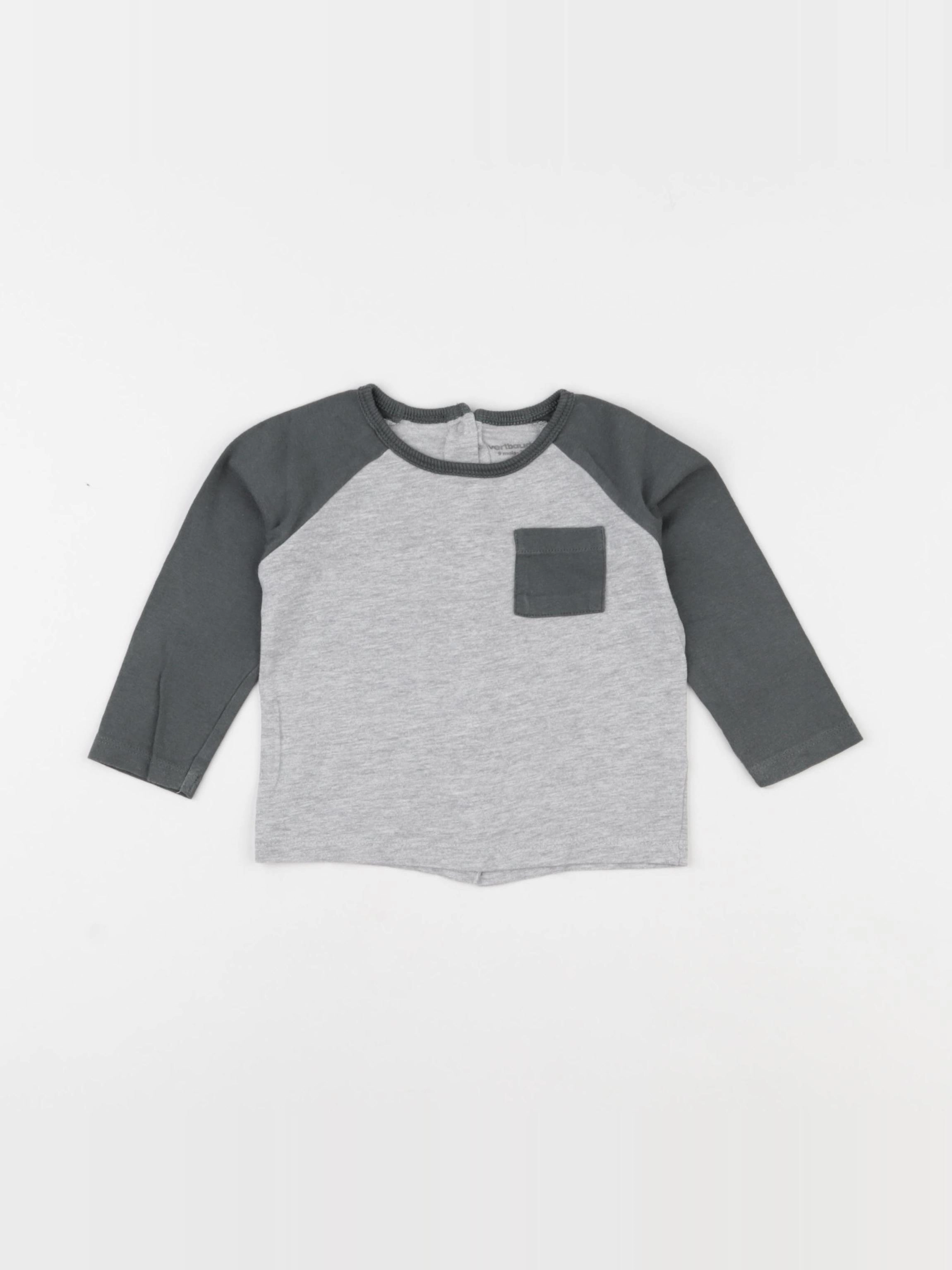 Vertbaudet - tee-shirt gris, vert - 9 mois