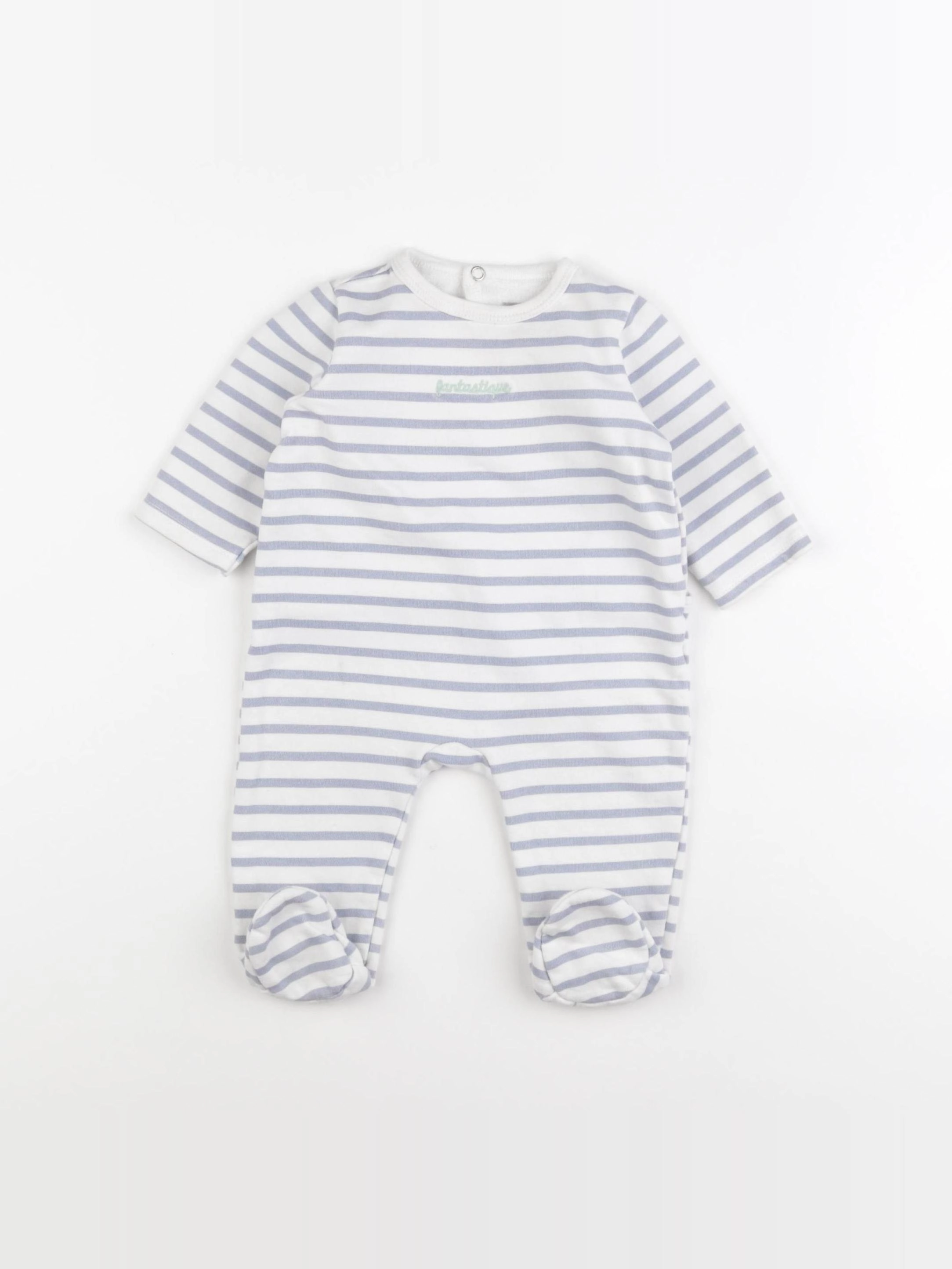 Boutchou - pyjama coton bleu, blanc - 6 mois