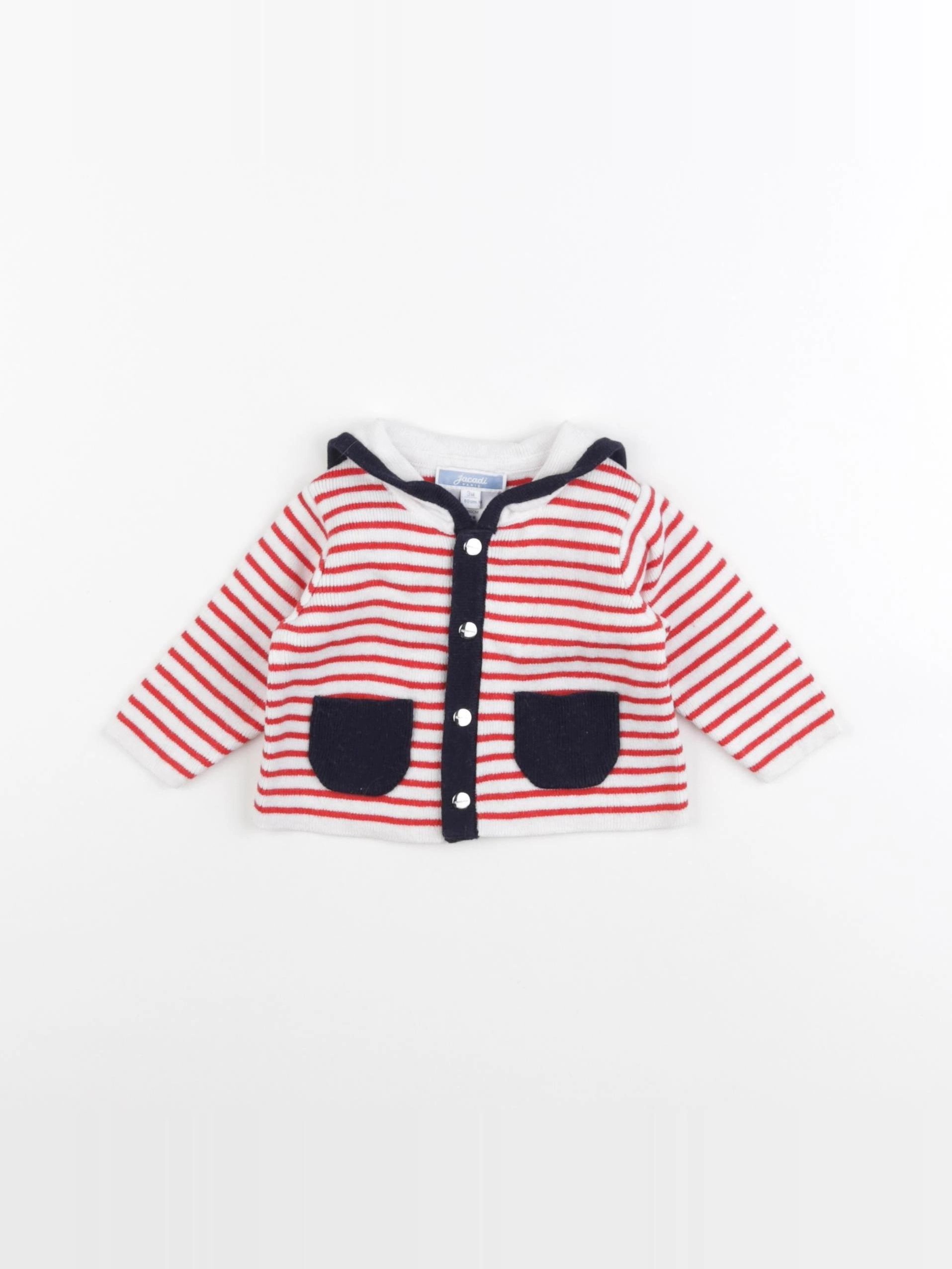 Jacadi - gilet blanc, rouge - 3 mois