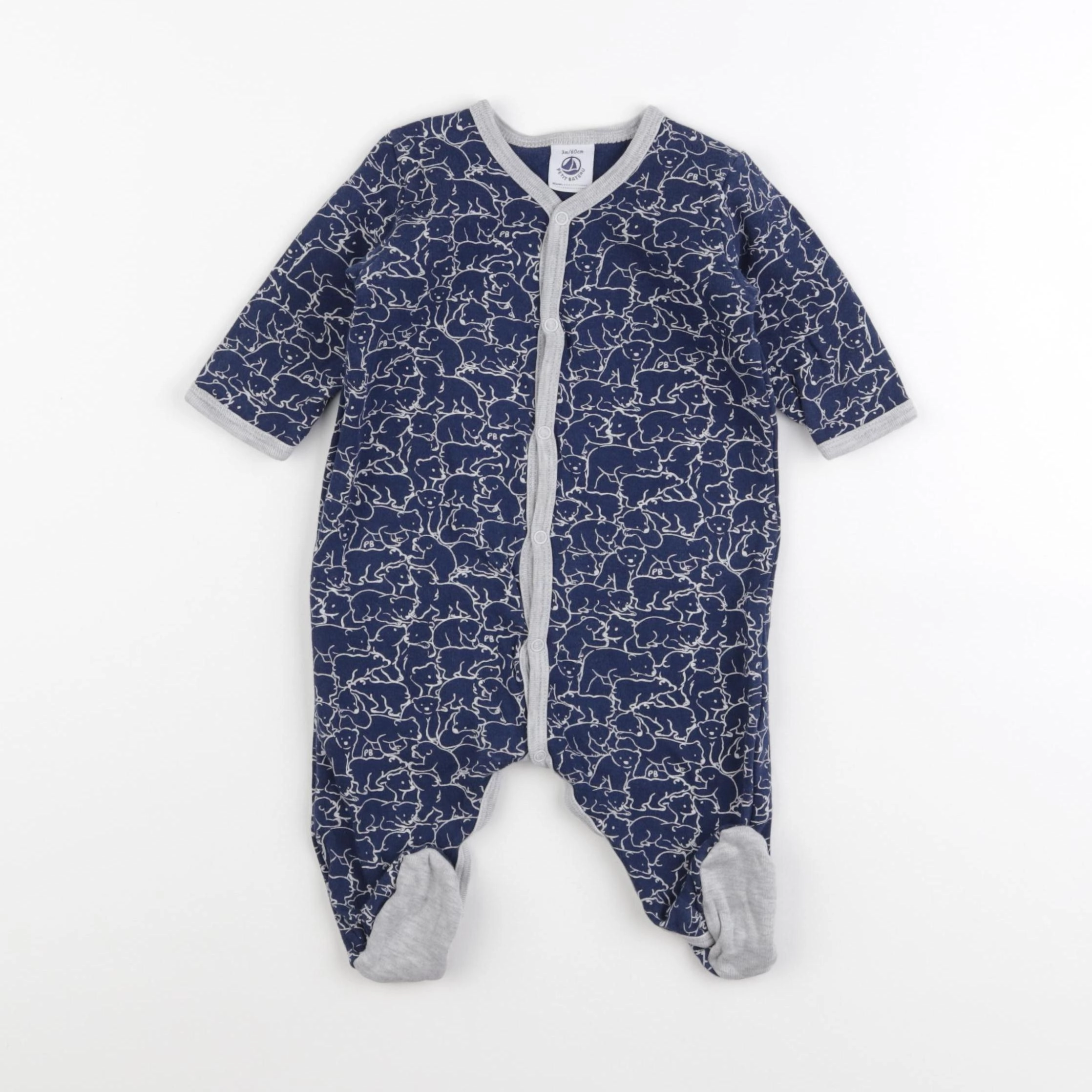 Petit Bateau - pyjama coton bleu - 3 mois