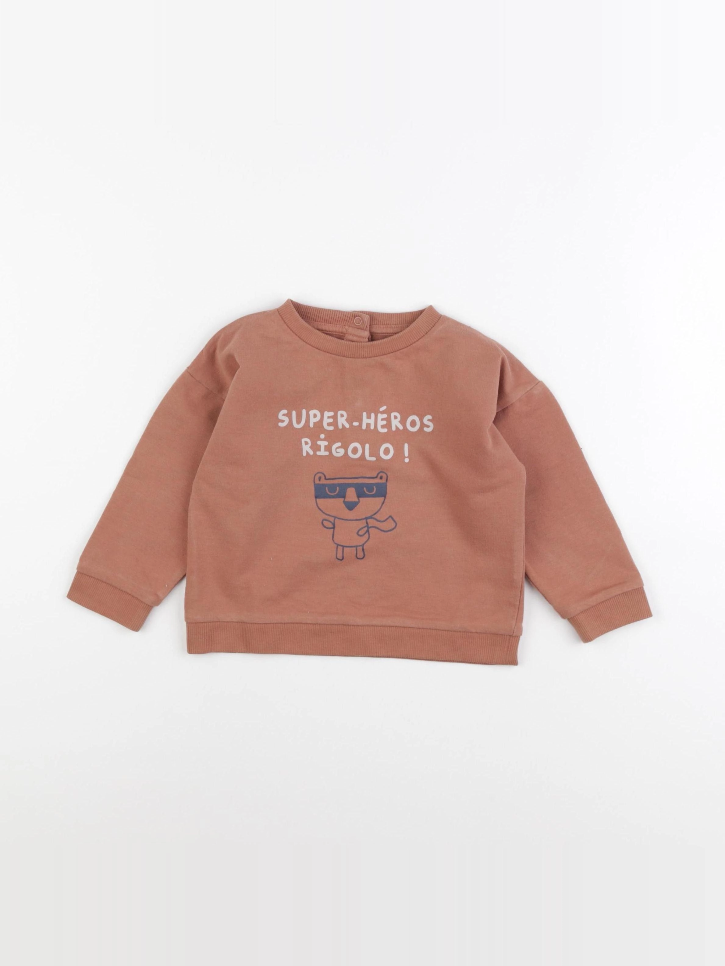 Vertbaudet - sweat marron - 24 mois