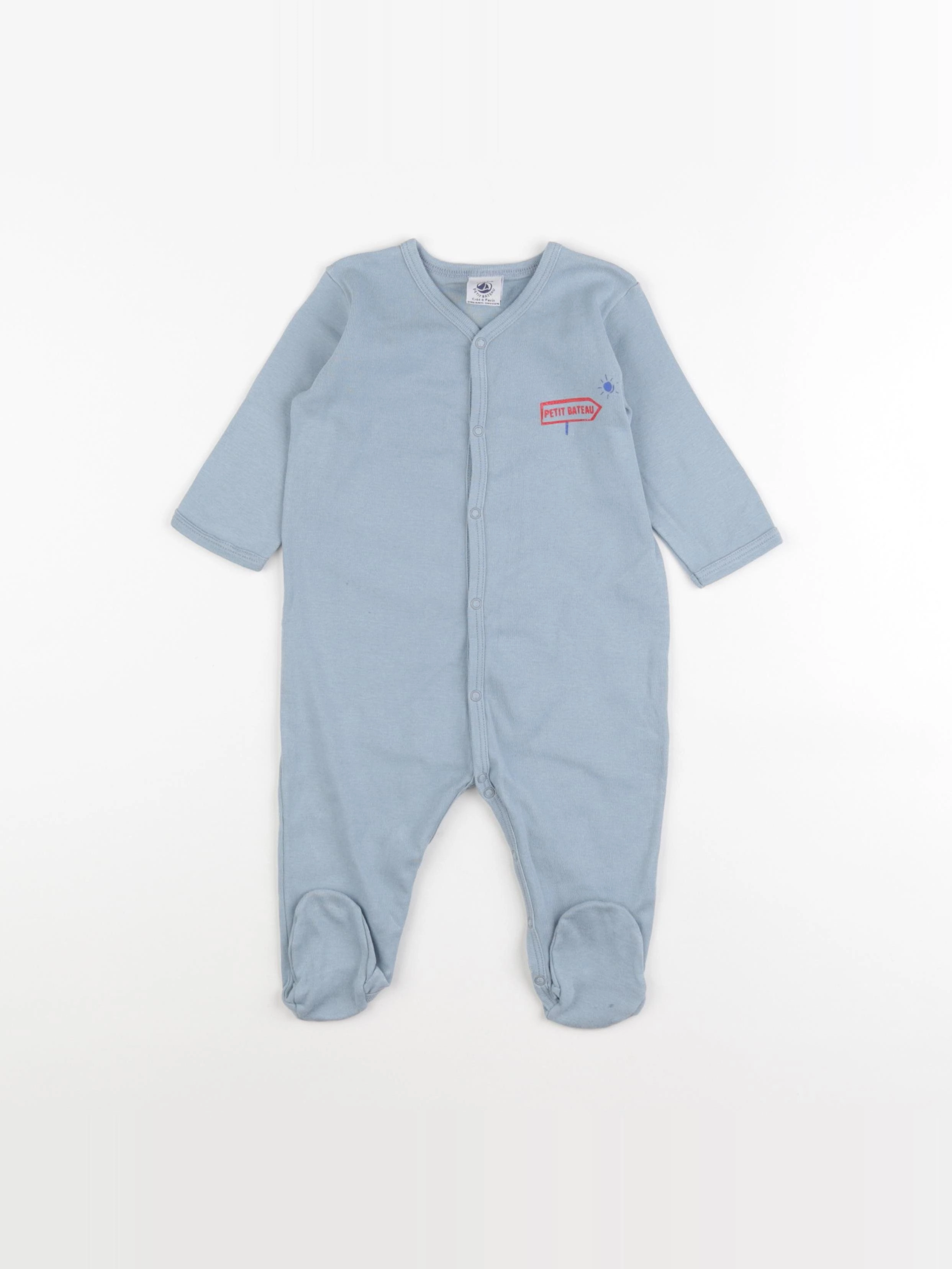 Petit Bateau - pyjama coton bleu - 6 mois