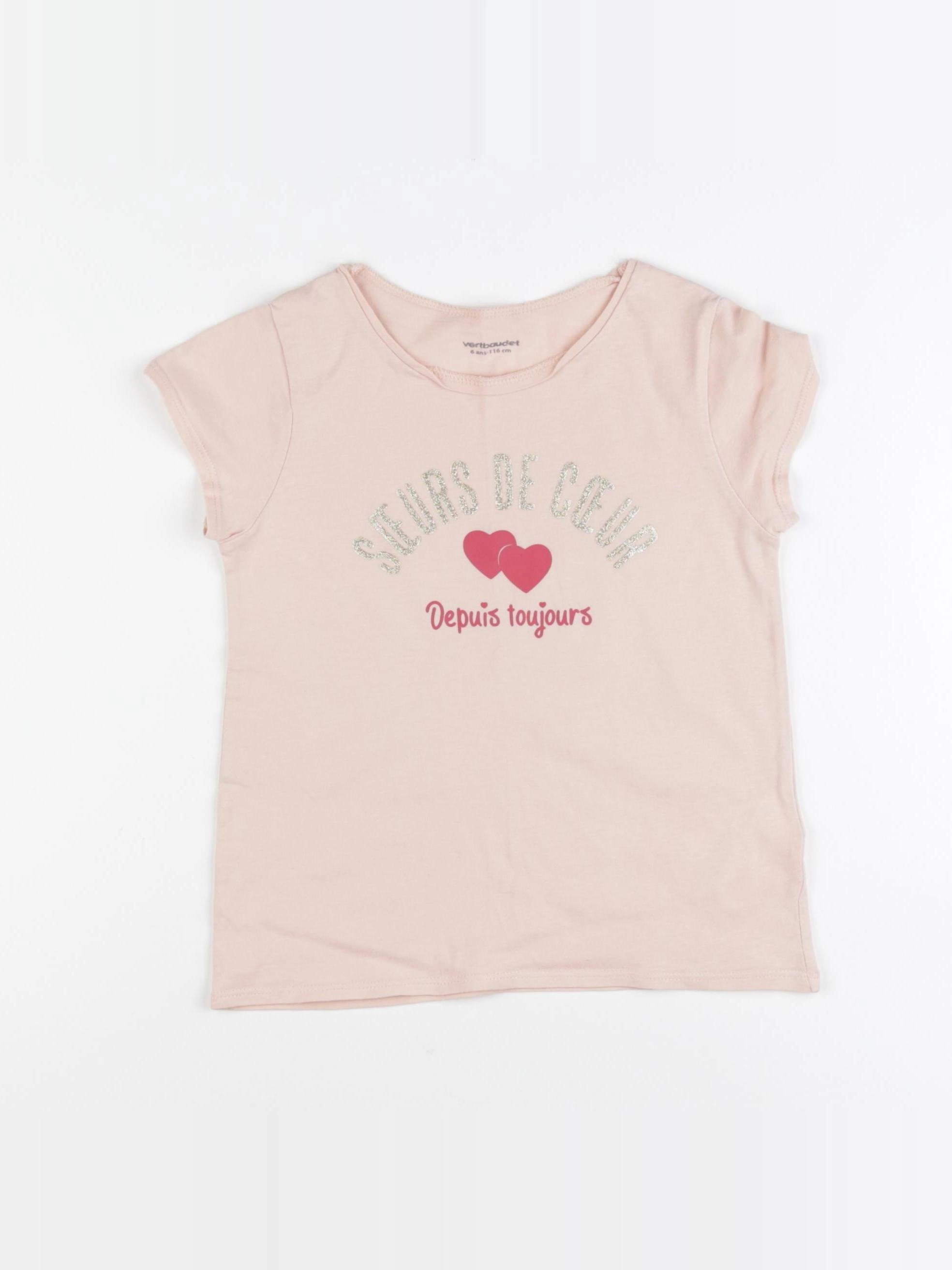 Vertbaudet - tee-shirt rose - 6 ans