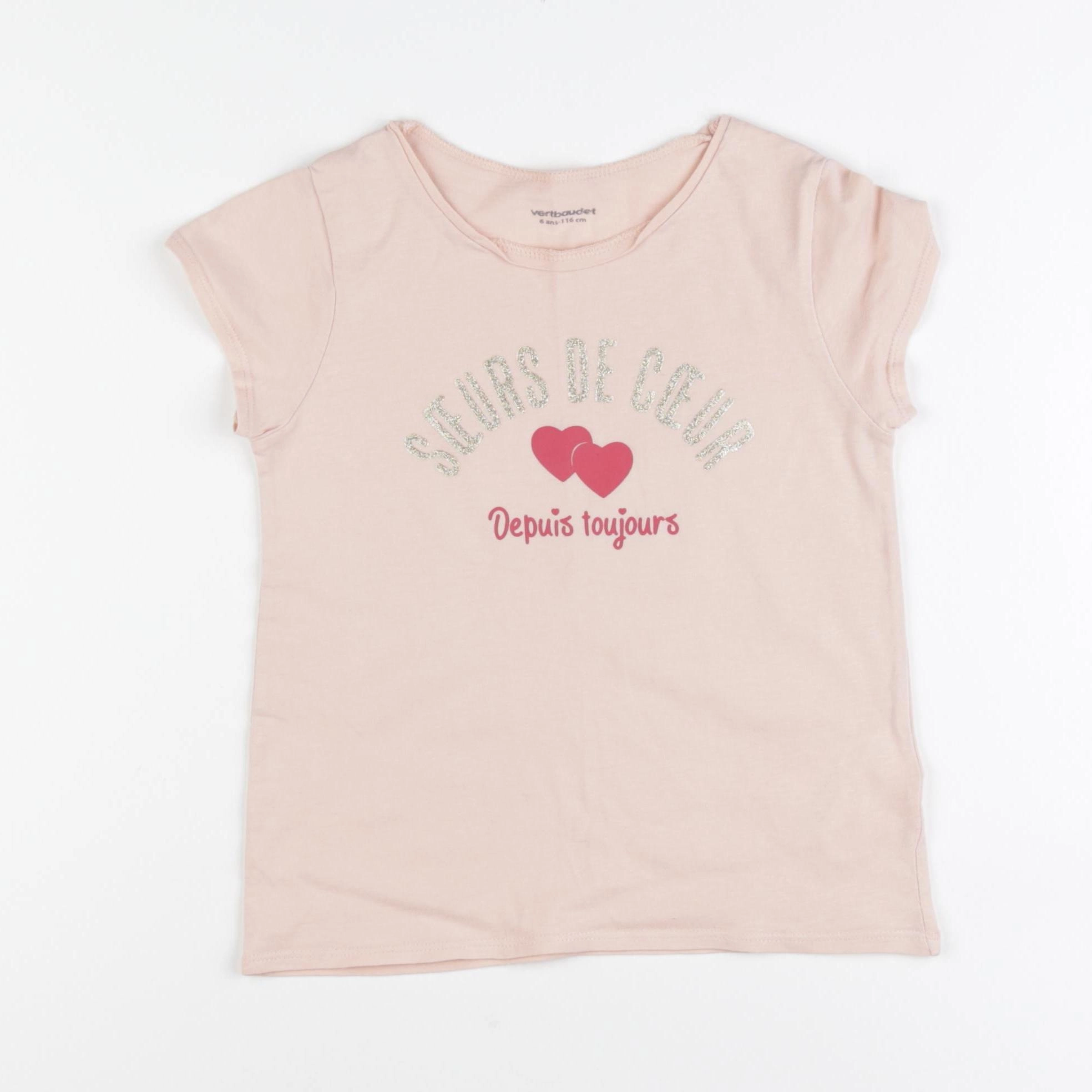 Vertbaudet - tee-shirt rose - 6 ans