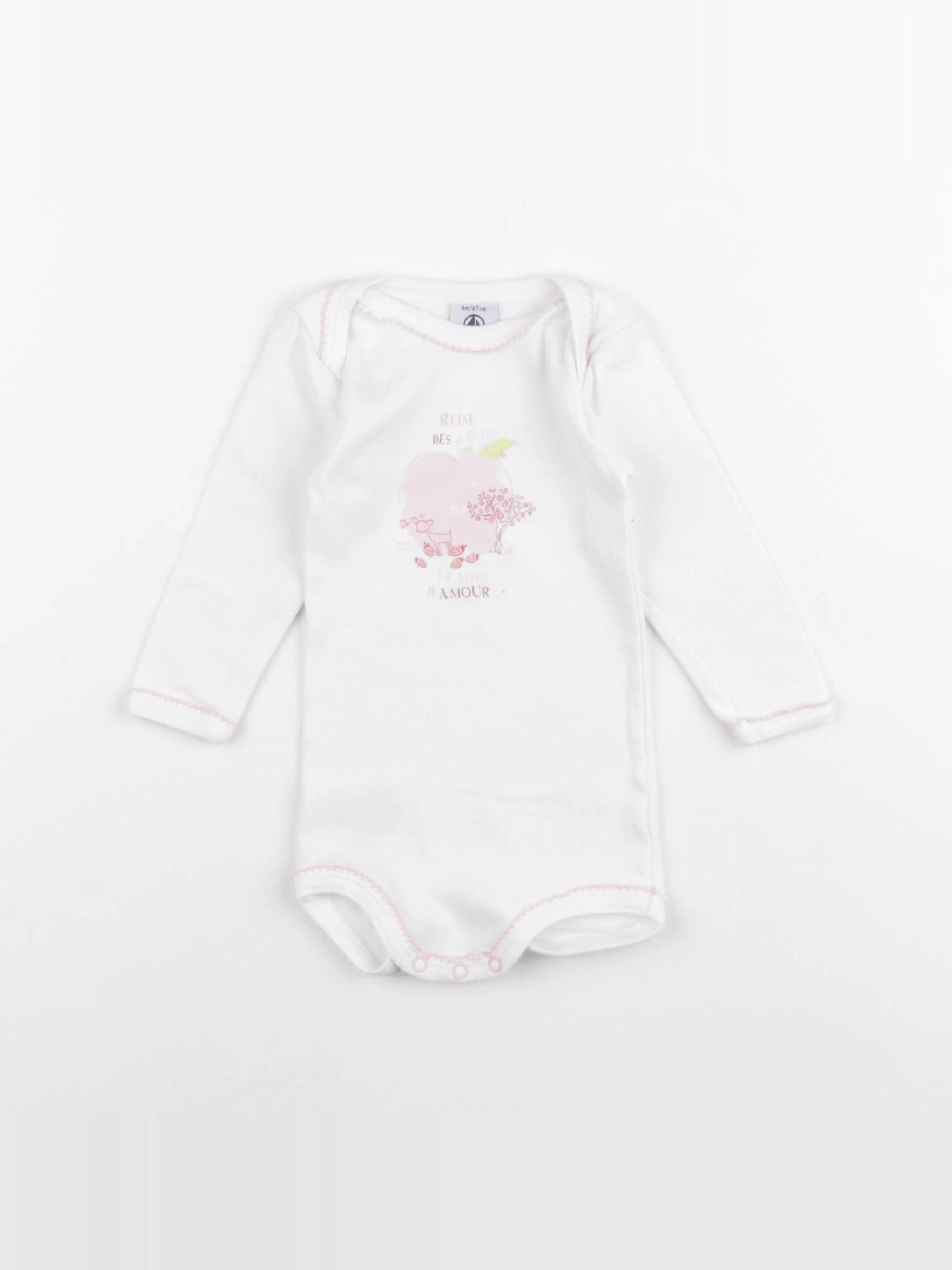 Petit Bateau - body blanc - 6 mois