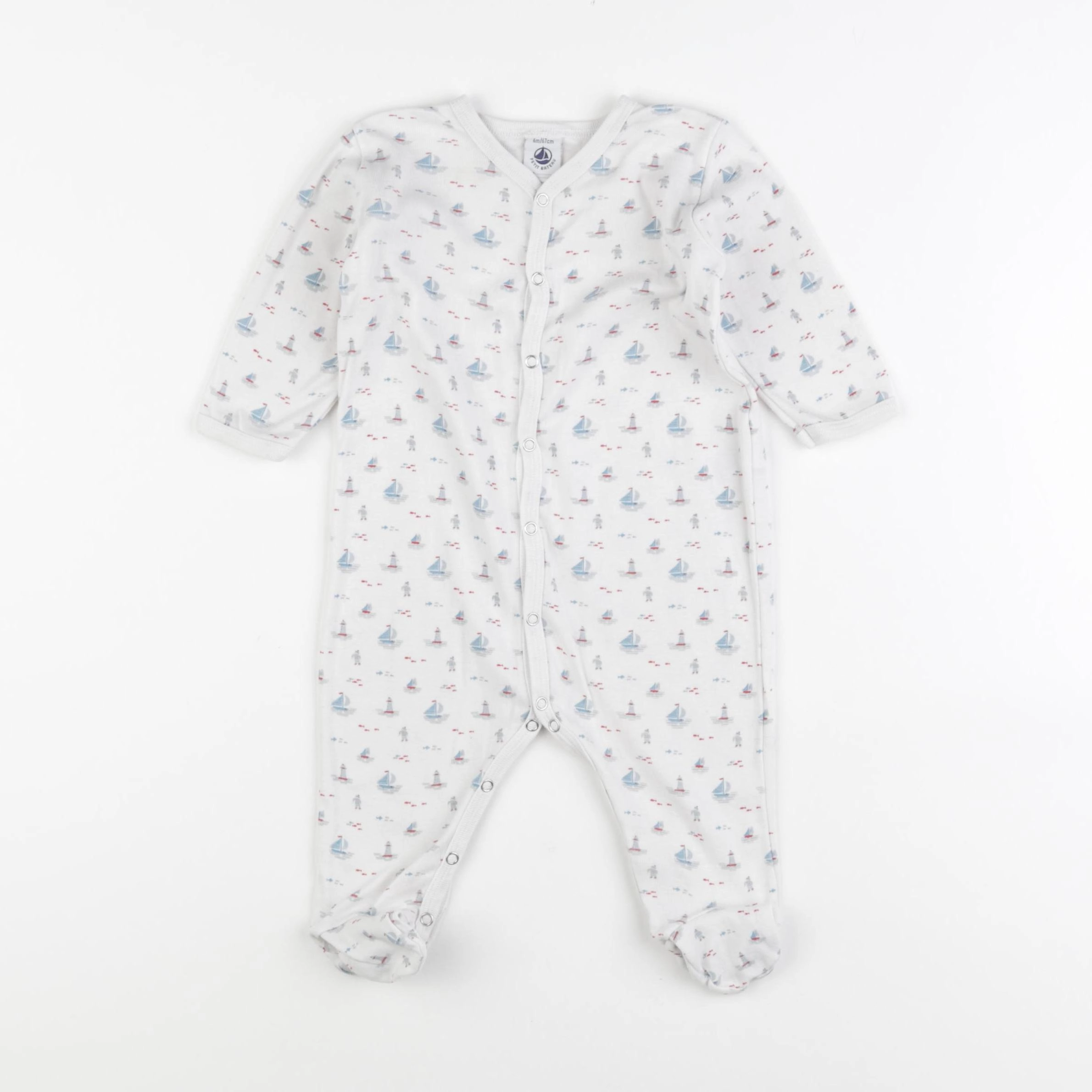 Petit Bateau - pyjama coton blanc - 6 mois
