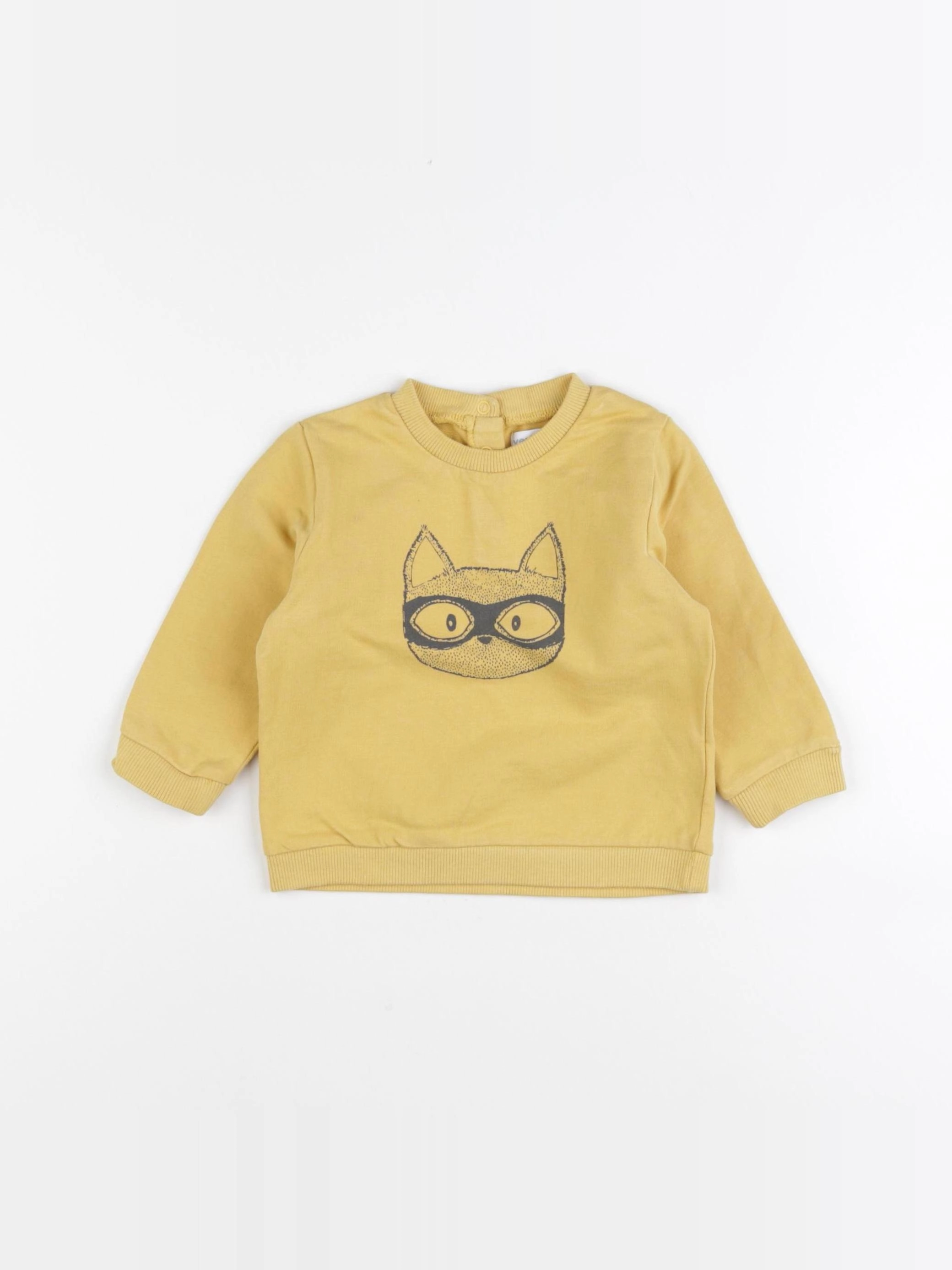 Vertbaudet - sweat jaune - 12 mois