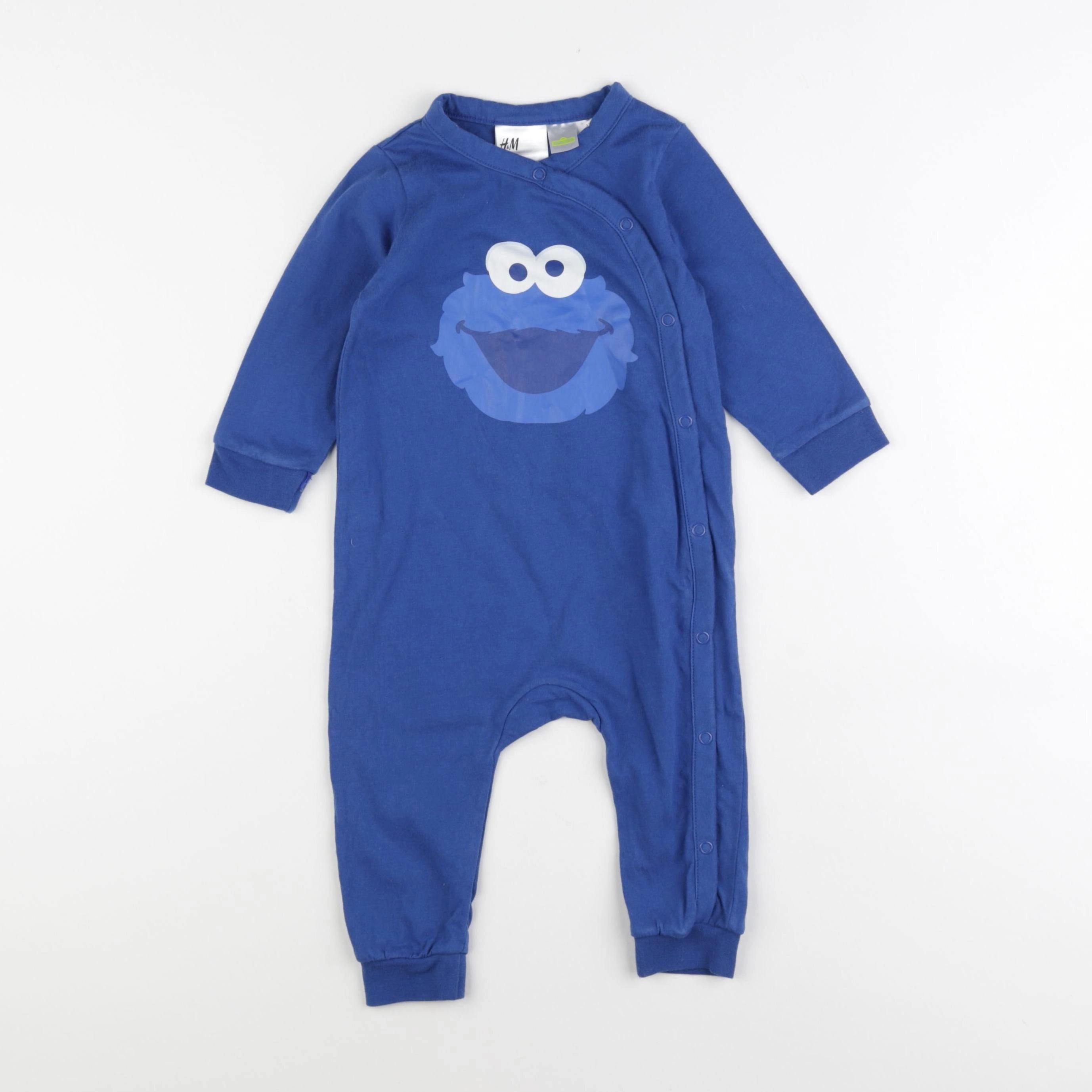 H&M - pyjama coton bleu - 6/9 mois