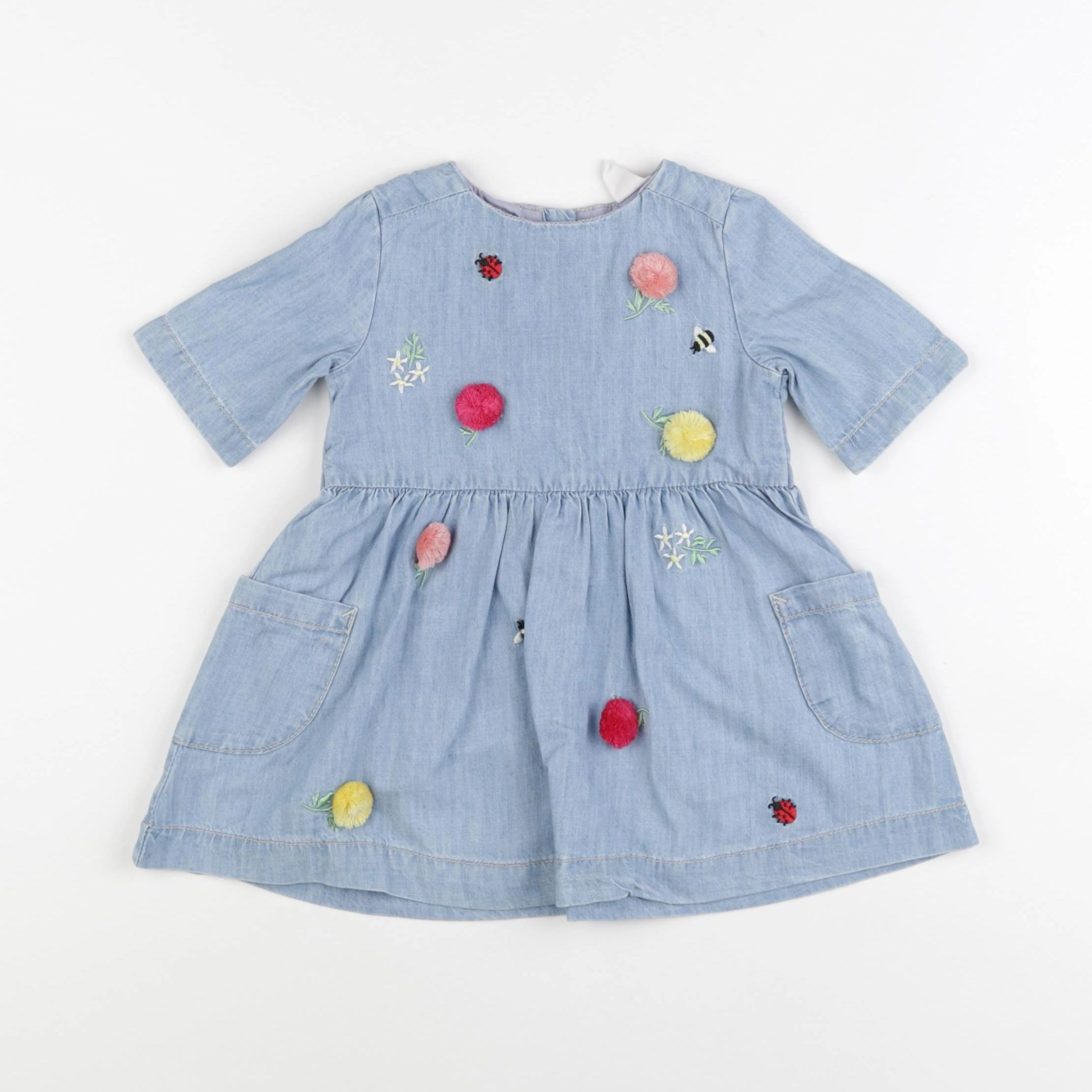 H&M - robe bleu - 6/9 mois