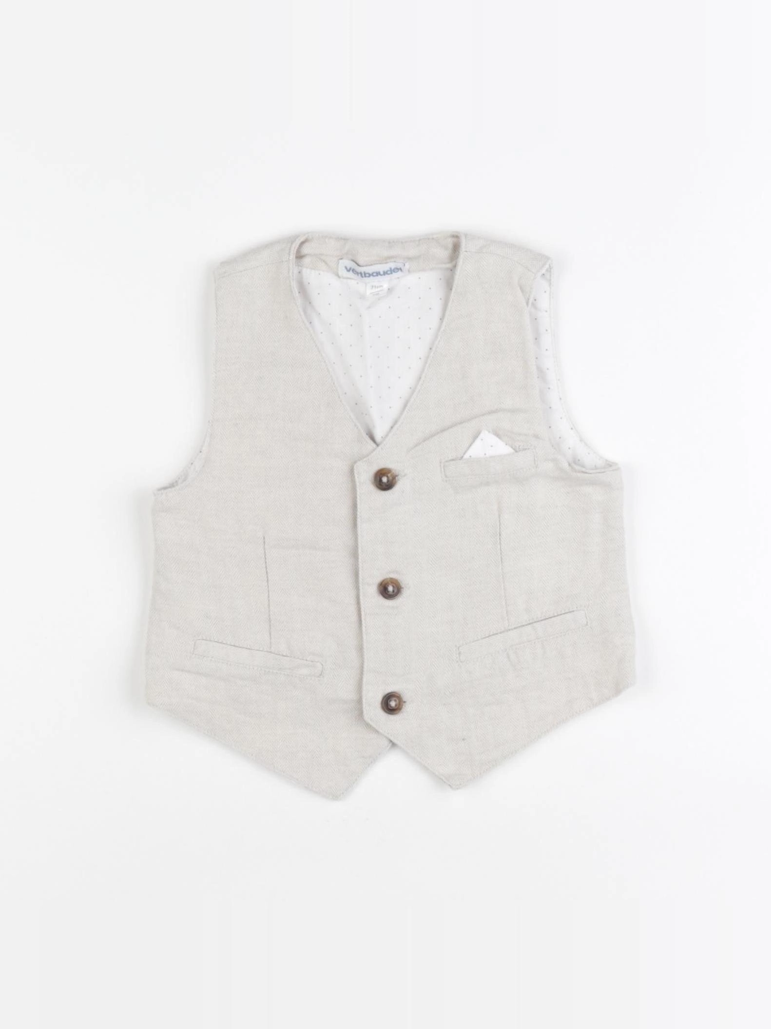 Vertbaudet - gilet beige - 9 mois